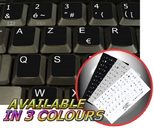 4-Pack French AZERTY Keyboard Stickers - Non-Transparent Black Background with White Letters for Laptop & Desktop Computers | Perfect for Typing Practice, Language Learning & Office Work