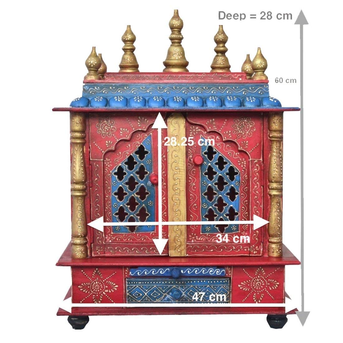 Handcrafted Wooden Home Temple - Pooja Mandir & Mandap for Hindu Worship | Premium Home Altar for Daily Prayers & Spiritual Decor | Perfect for Living Room, Bedroom, or Meditation Space