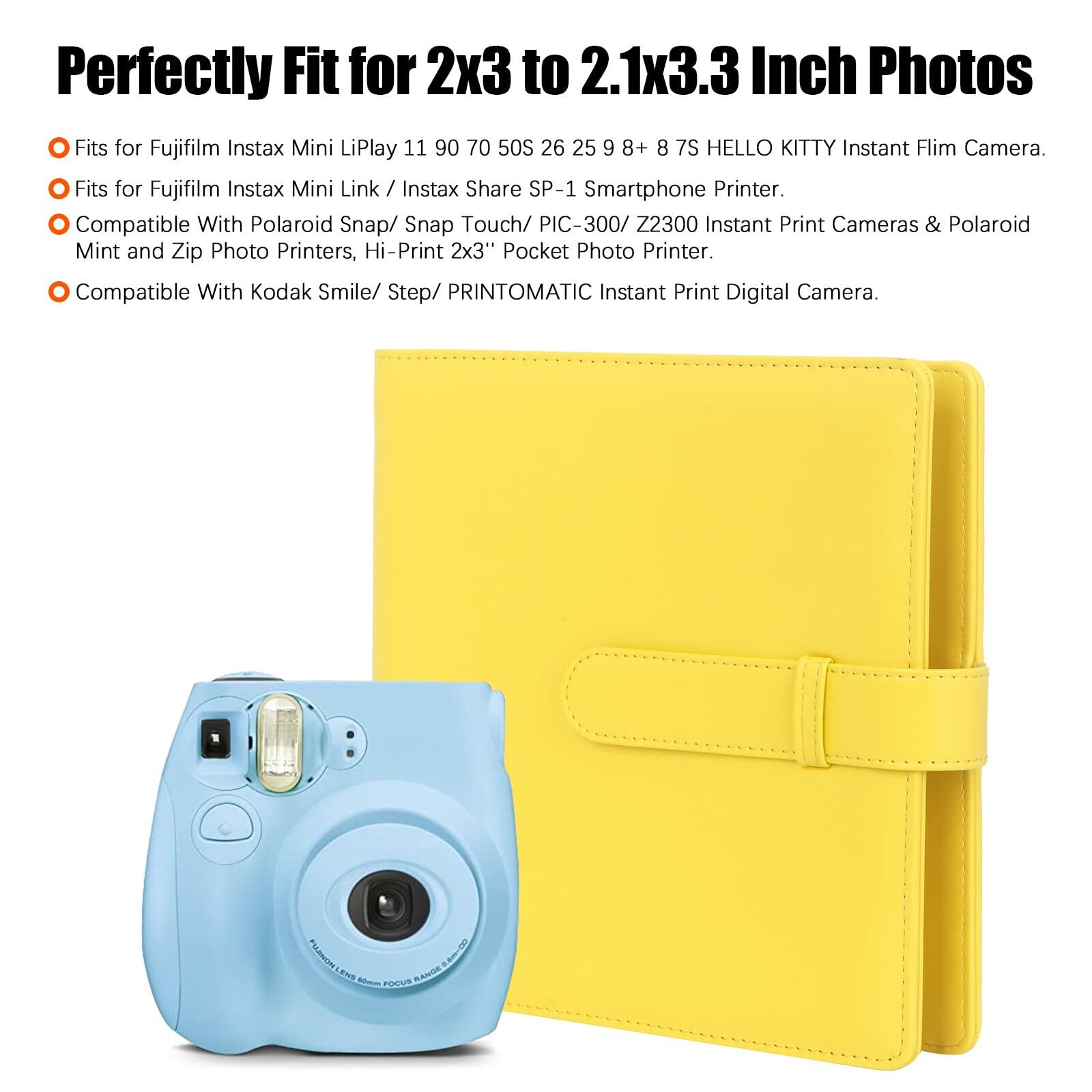 256 Pockets Photo Album for Fujifilm Instax Mini & Polaroid 2x3 Photos - Yellow Scrapbook for Instant Camera Prints | Perfect for Travel Memories, Wedding Keepsakes & DIY Projects