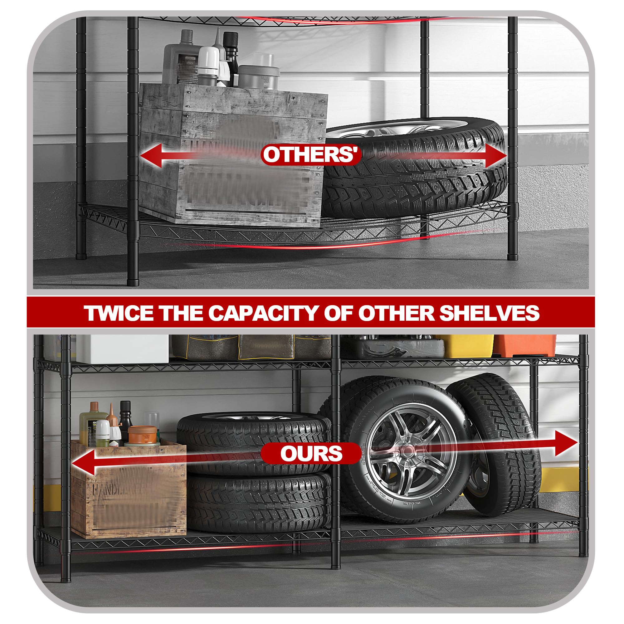 REIBII 5-Tier Heavy Duty Metal Shelving Unit - 58