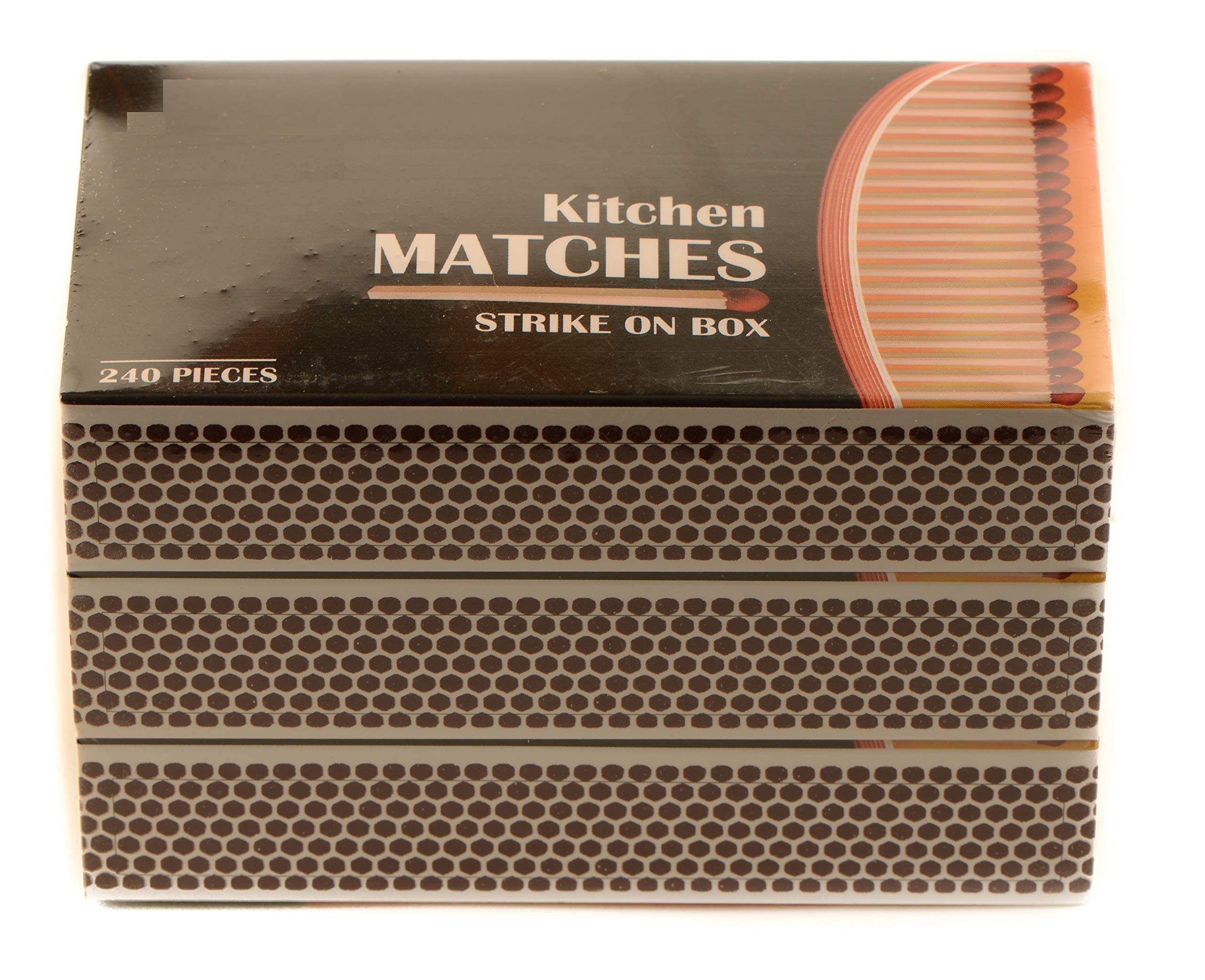 6 Pack Wooden Strike-on-Box Matches - 240 Count Per Box - Long-Lasting Kitchen Matches for Cooking, Camping, Candles & Stove Use - Bulk Wholesale Matches for Home, Outdoor & Emergency Preparedness