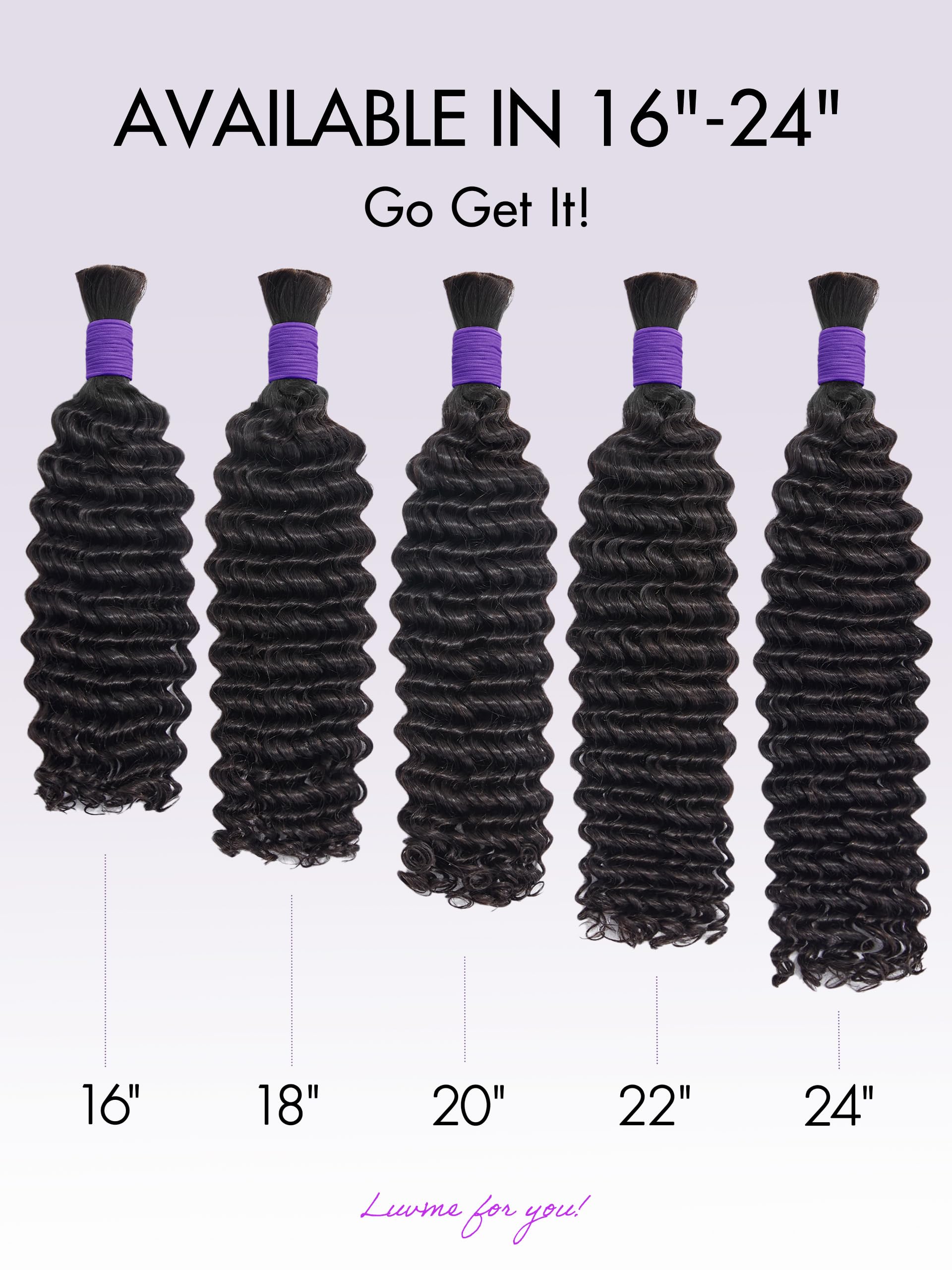 24 Inch Deep Wave Brazilian Virgin Hair 3-Pack (150g) - 100% Unprocessed Grade 12A Human Hair Extensions for Braiding | Natural Black Color, No Weft, Bohemian Style | Perfect for Protective Styles, Box Braids & Crochet Hairstyles