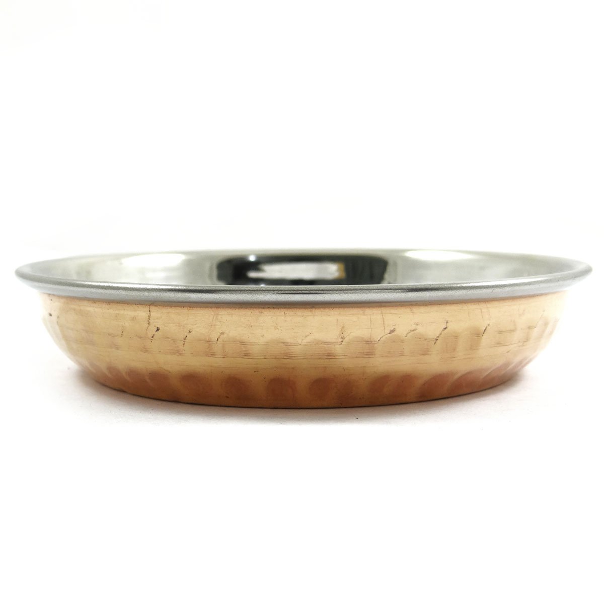 Authentic Indian Copper Steel Serving Plate with Spoon - Traditional Dinnerware Set for Home Dining, Parties & Festive Celebrations | Elegant Kitchen Utensils for Indian Cuisine & Cultural Events