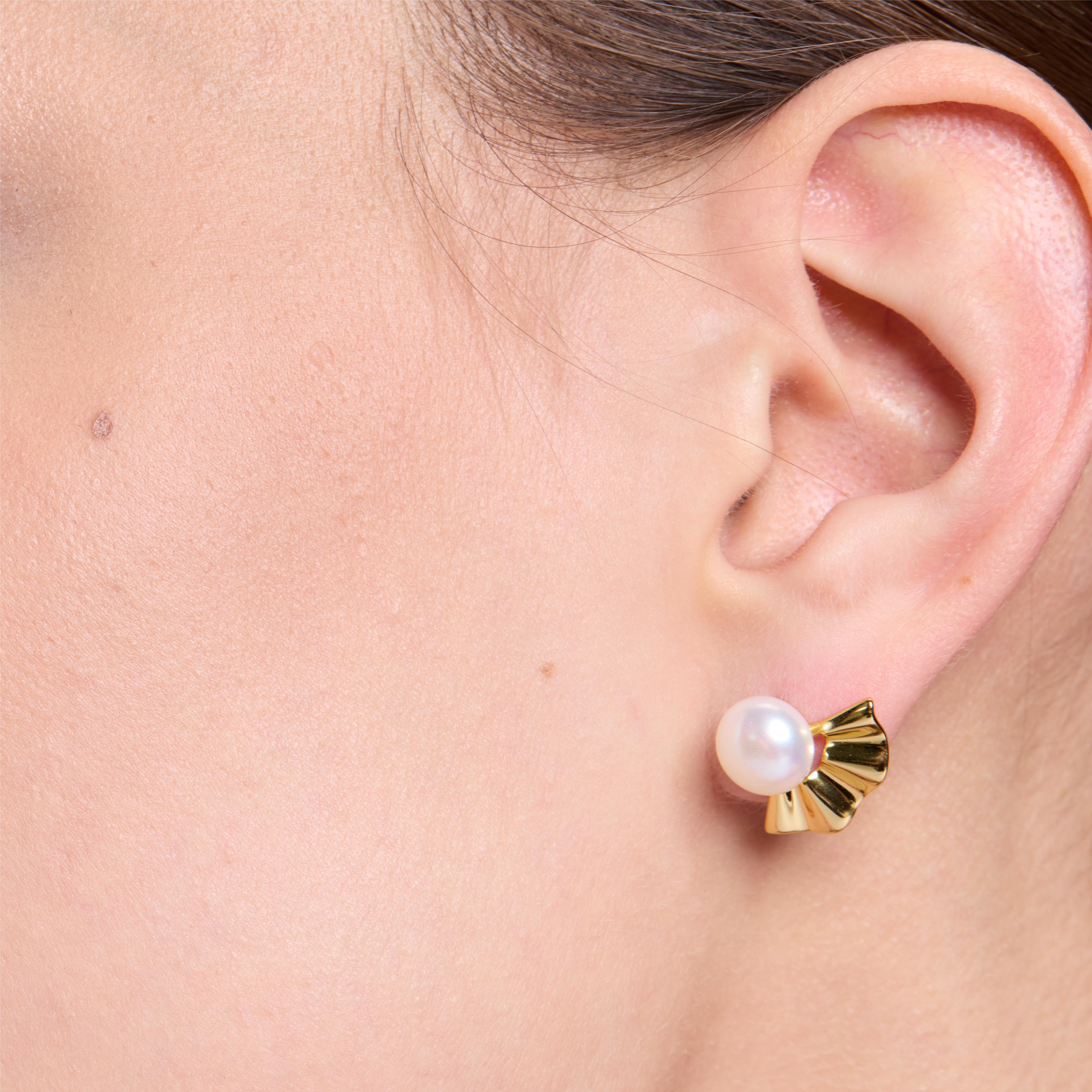 Exquisite Pearl Stud Earrings for Women - 14K Gold Plated Classic Elegant Jewelry - Perfect for Weddings, Parties & Daily Wear