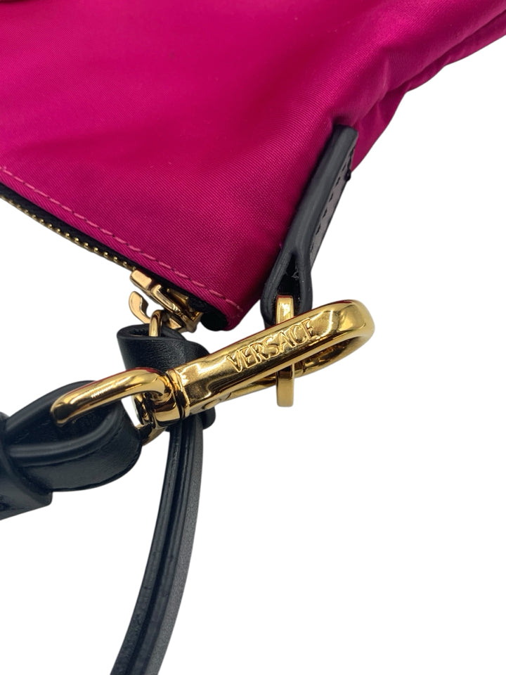 Versace Medusa Nylon Shoulder Bag for Women | Luxury Designer Handbag with Gold Medusa Head Logo | Perfect for Parties, Date Nights & Special Occasions
