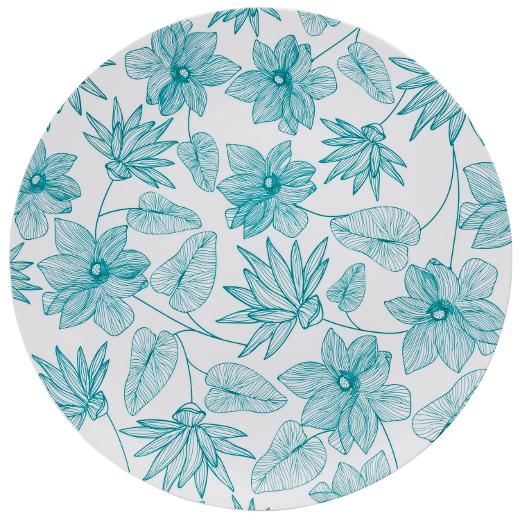 Blue and White Round Plastic Plates - 12-Pack Durable Melamine Dinner Plates for Parties, Picnics & Outdoor Dining - BPA-Free, Dishwasher Safe - Bella