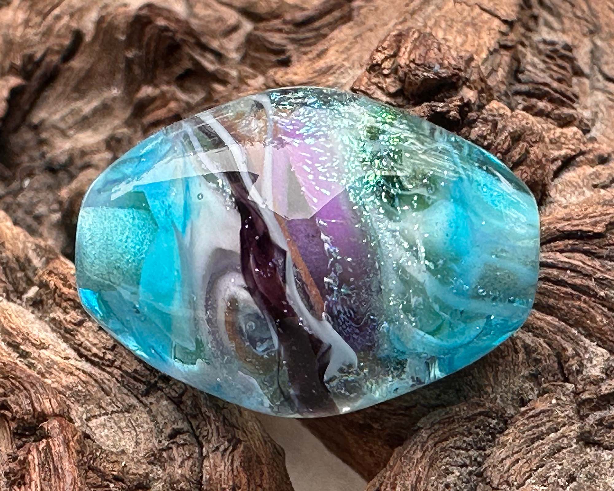 Handmade Aqua Elegance Lampwork Glass Focal Bead - SRA Certified for Jewelry Making, DIY Crafts & Beading Projects | Perfect for Necklaces, Bracelets & Earrings