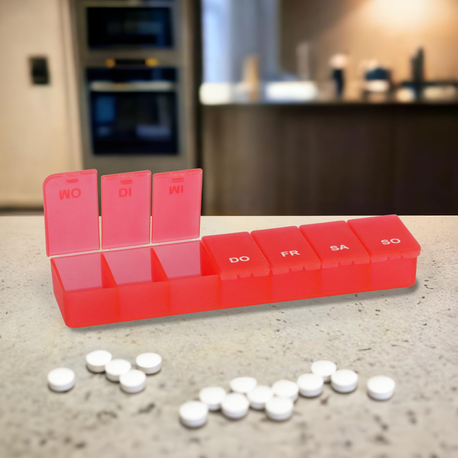 com-four® 7-Day Pill Organizer - Weekly Medicine Box with Daily Compartments for Easy Medication Storage | Perfect for Travel, Home & Office Use
