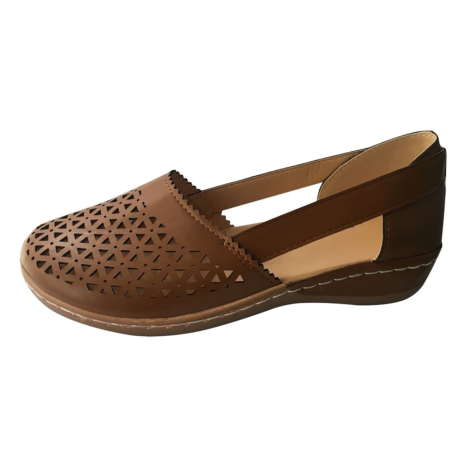 Women's Comfortable Round Toe Slip-On Flats - Breathable Hollow Out Casual Sandals for Summer | Perfect for Work, Travel, and Everyday Wear