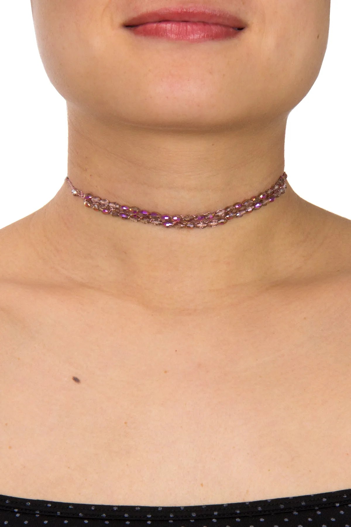 Elegant Pink Beaded Crochet Choker Necklace for Women - Boho Chic Handmade Jewelry for Parties, Weddings & Everyday Wear