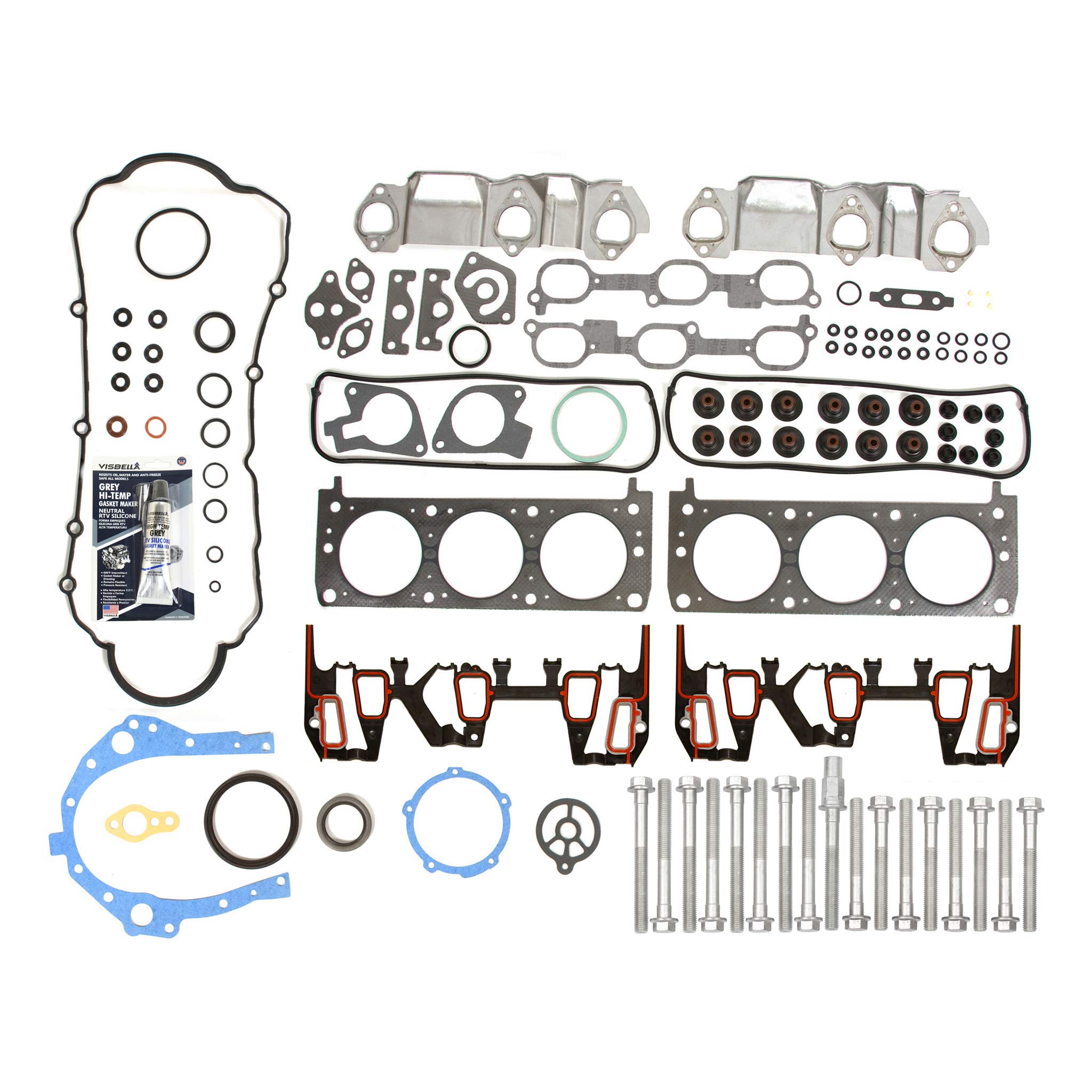 Upgraded Full Gasket Set with Head Bolts Compatible with 1999-2003 Chevrolet Lumina, Pontiac, Buick 3.4L Engine - Perfect for Engine Rebuilds & Head Gasket Replacement