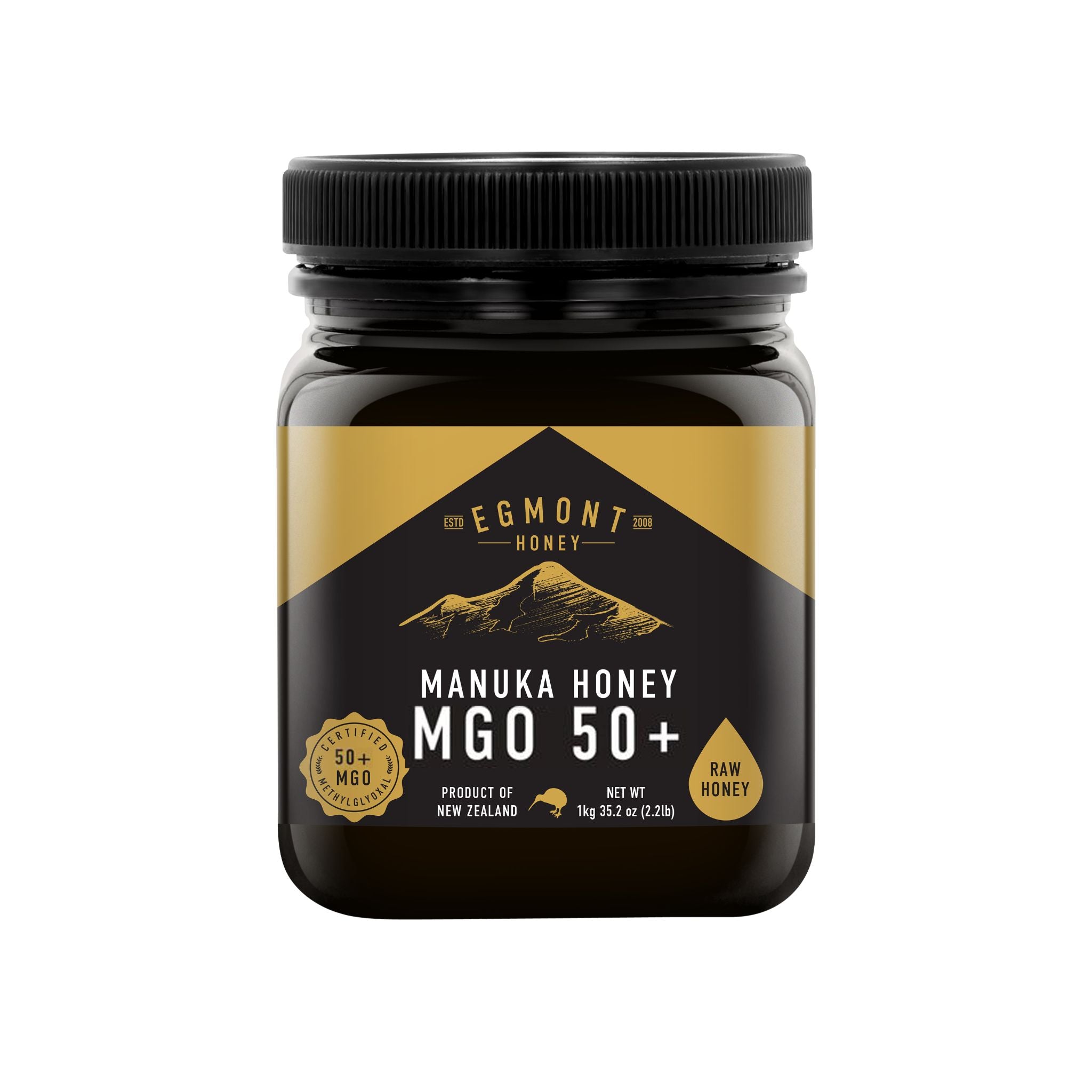 Egmont Raw Manuka Honey MGO 50+ 1kg (35.2oz) - 100% Pure New Zealand UMF Certified - Natural Immune Support & Wellness - Perfect for Tea, Baking & Healthy Lifestyle