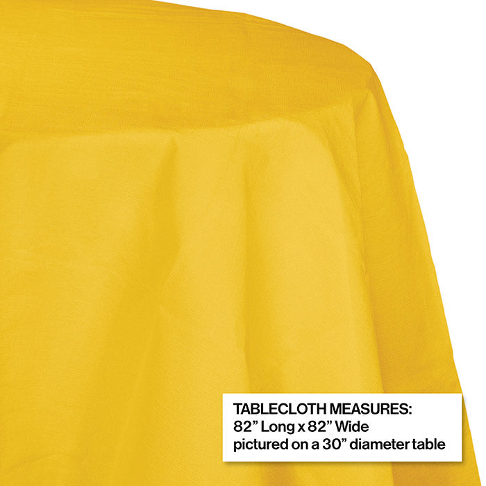 12-Pack Bulk School Bus Yellow Round Paper Table Covers - 82 Inch Disposable Tablecloths for Classroom Parties, Birthday Decorations & Event Catering
