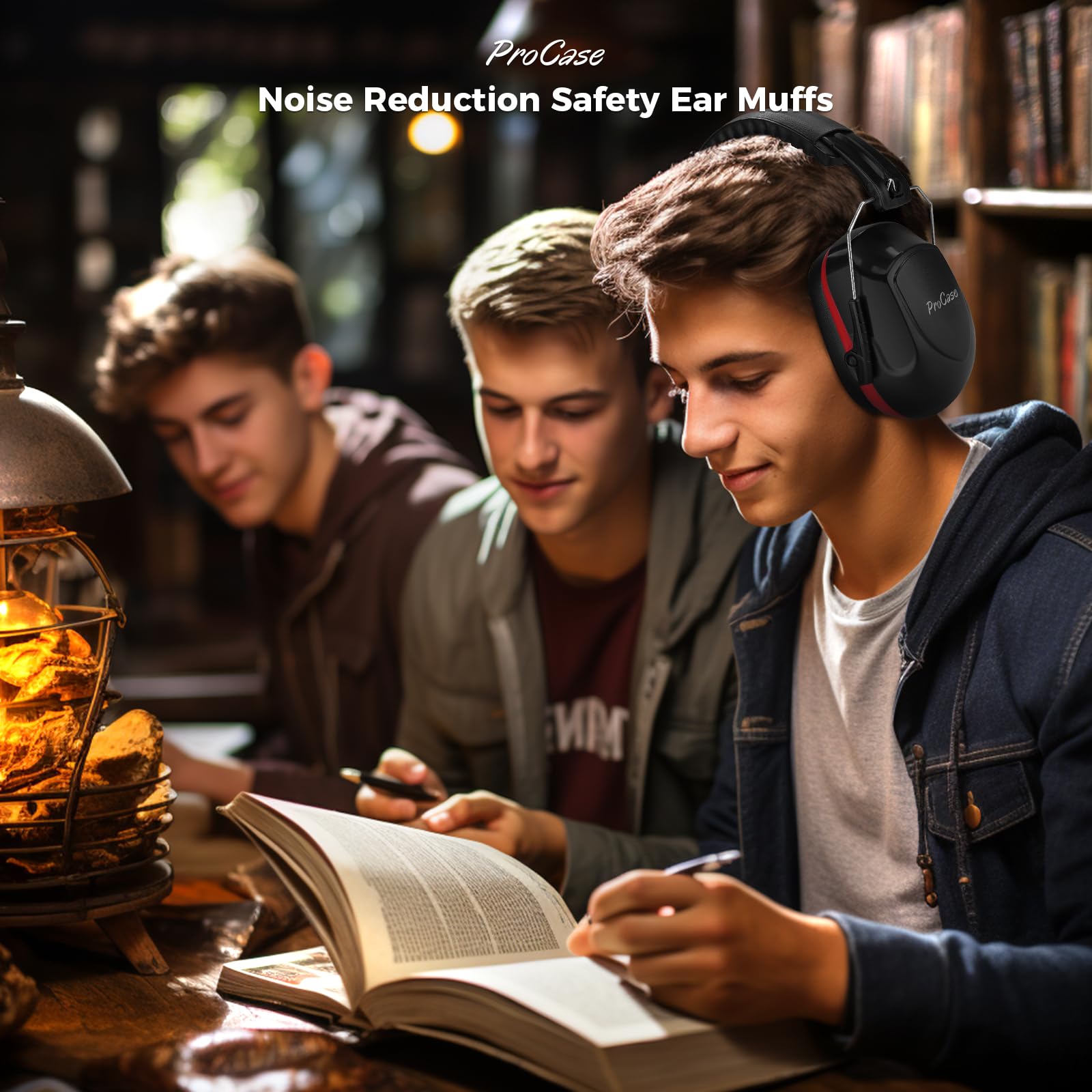 ProCase Noise Cancelling Ear Muffs - 2 Pack NRR 28dB Hearing Protection for Shooting, Gun Range, Mowing & Autism Sensory Relief - Comfortable Ear Defenders for Adults (Red) - Perfect for Construction, Concerts & Loud Work Environments