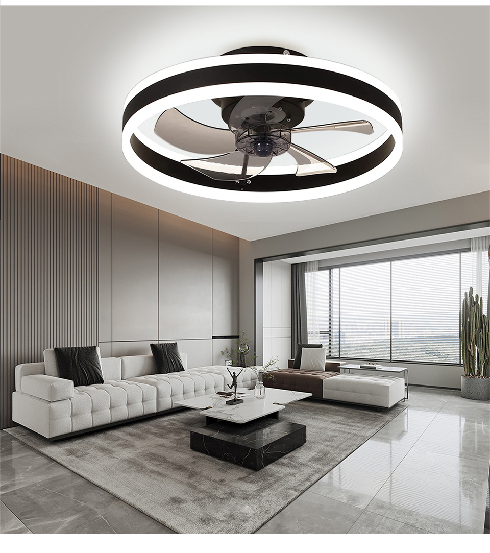 Smart LED Ceiling Fan with Light - 6 Speed Settings, Ultra Quiet, Energy Efficient - Perfect for Bedroom, Living Room, and Office Spaces