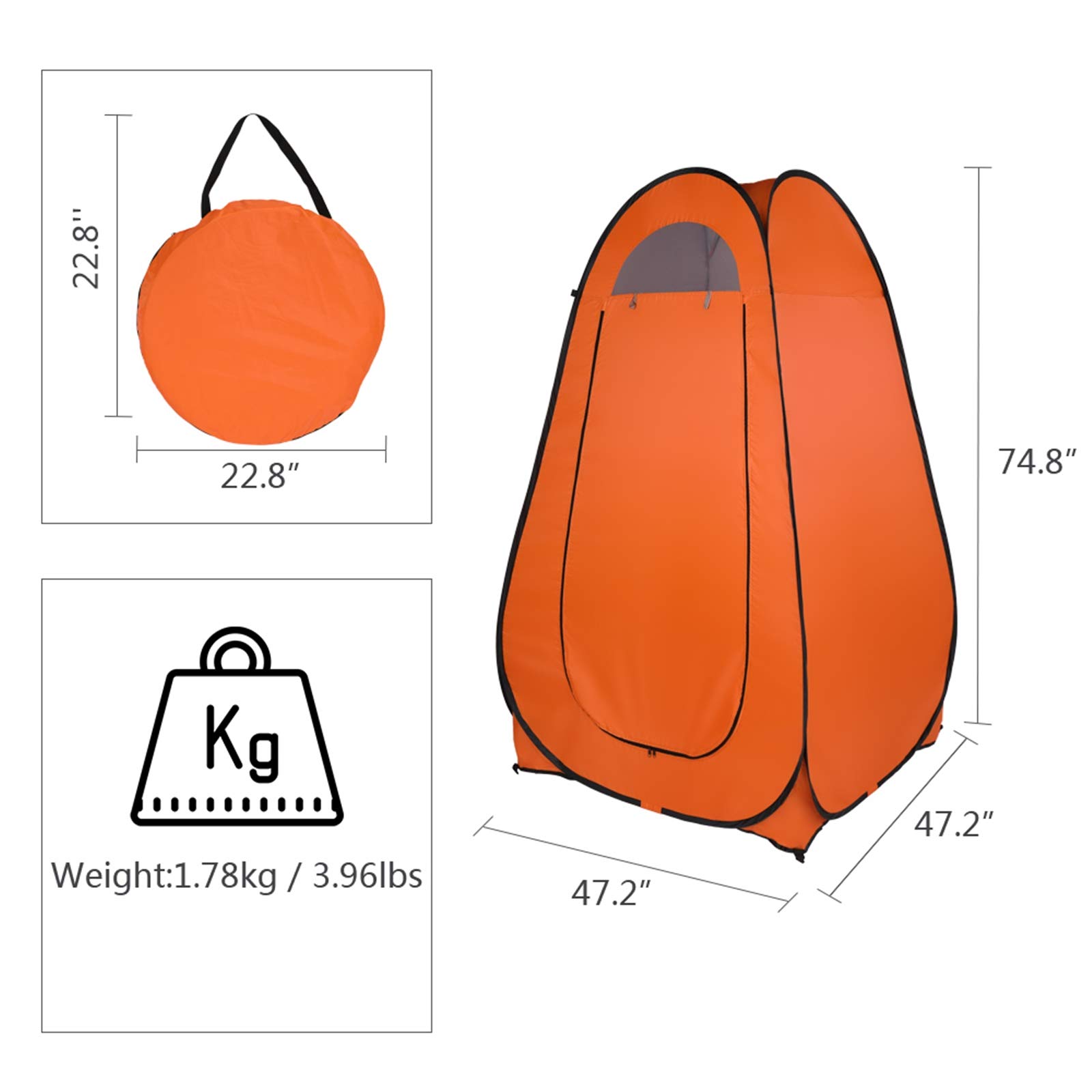 Pop Up Pod Changing Room Privacy Tent - Instant Portable Outdoor Shower Tent for Camping, Beach & Travel | Lightweight Foldable Shelter with Carry Bag | Perfect for Changing Clothes, Baby Care & Emergency Toilet (Orange)