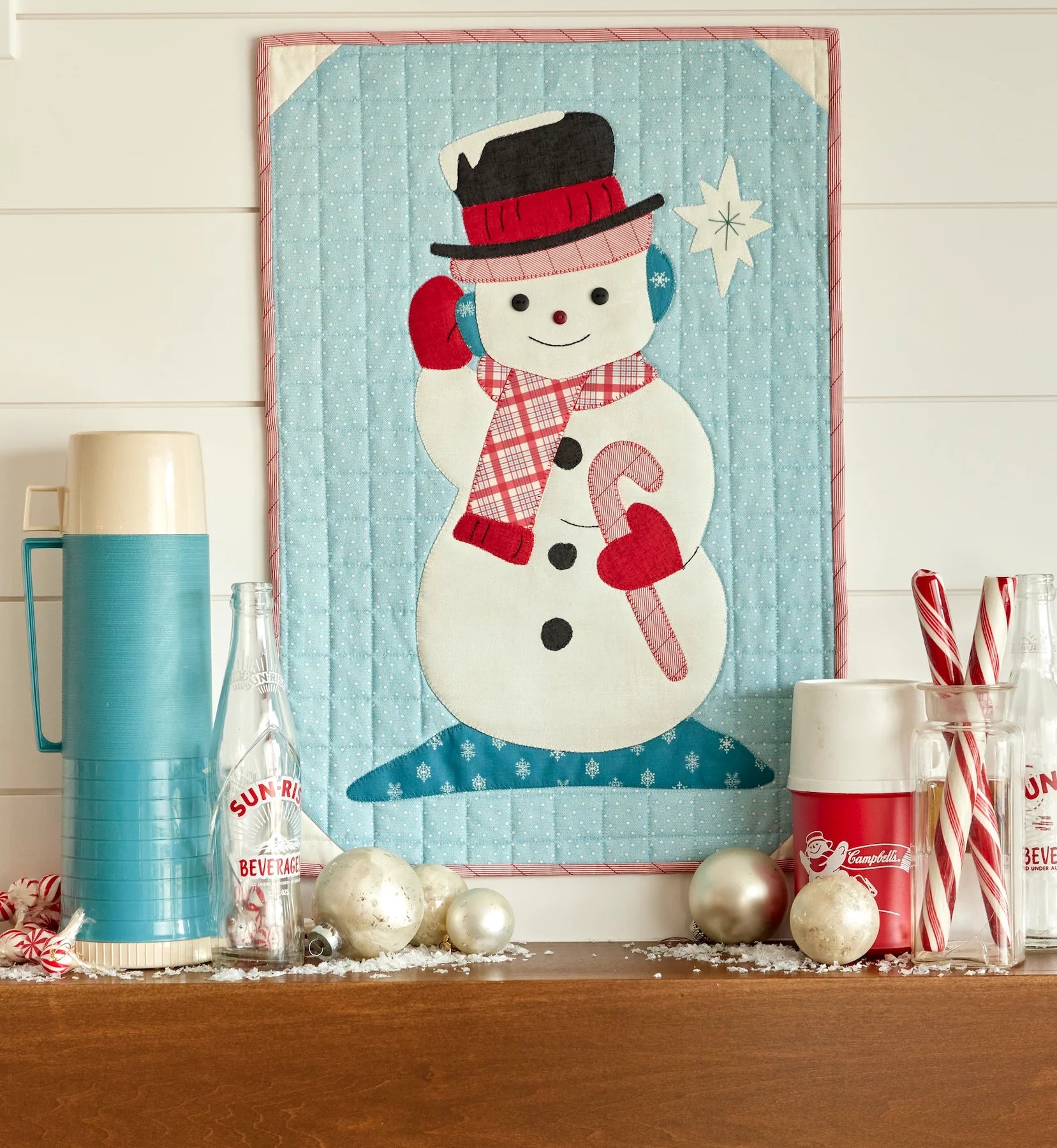 Buttermilk Basin Winter in Snowtown Fabric - Red Tossed Snowmen Print by The Yard for Quilting, Holiday Decor & DIY Crafts