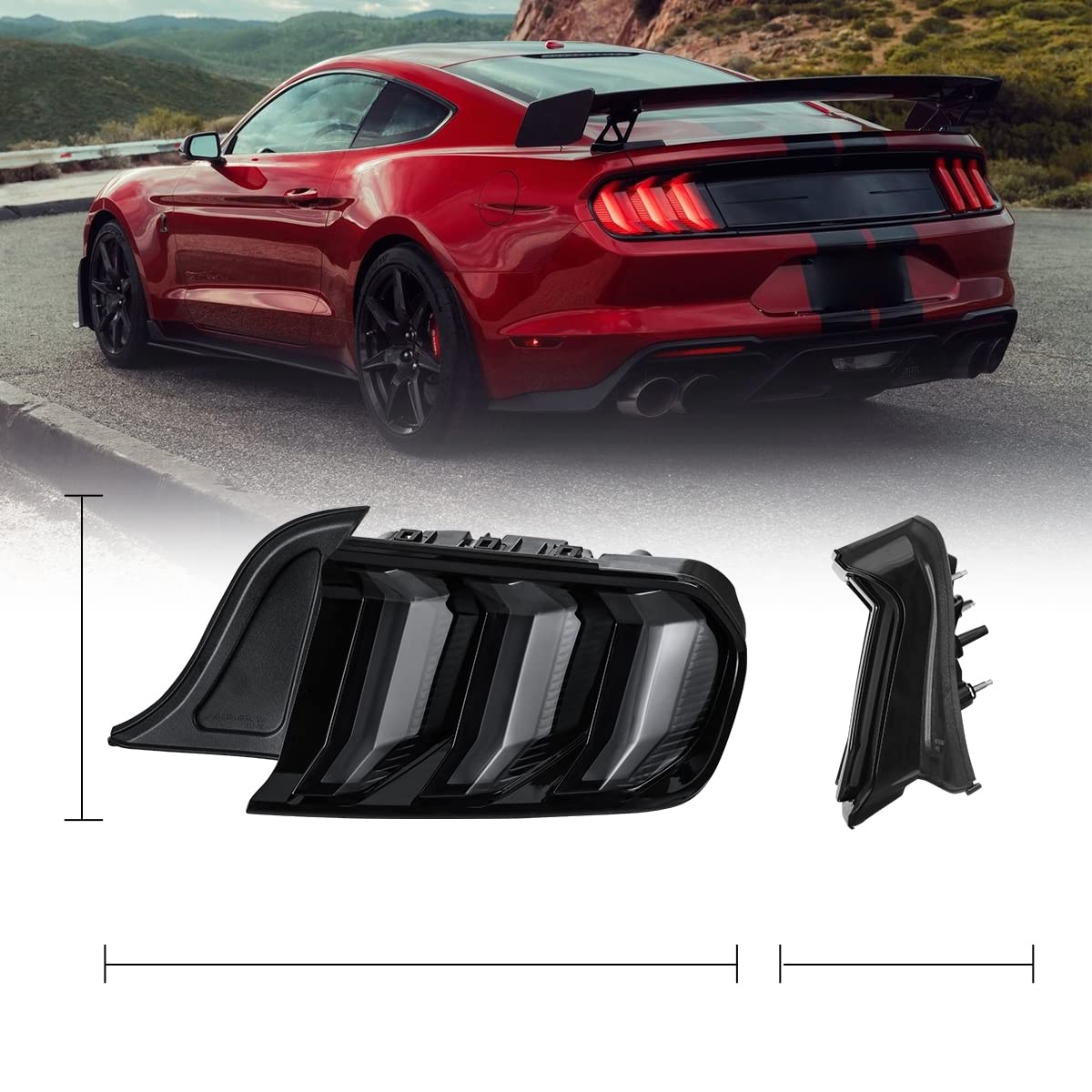 Winjet LED Tail Lights Assembly for 2015-2020 Ford Mustang - Full LED Sequential Turn Signal Lights (Smoke) - Driver & Passenger Side Replacement - Upgrade Your Mustang's Style & Visibility for Night Driving & Car Shows