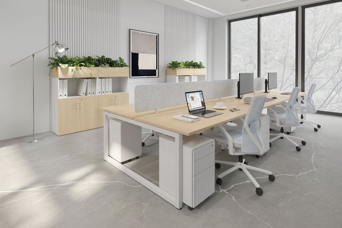 Quadro Loop Legs 6-Person Office Workstation Desk [1800L x 700W] - Modern Collaborative Workspace Solution for Team Projects & Open Office Layouts