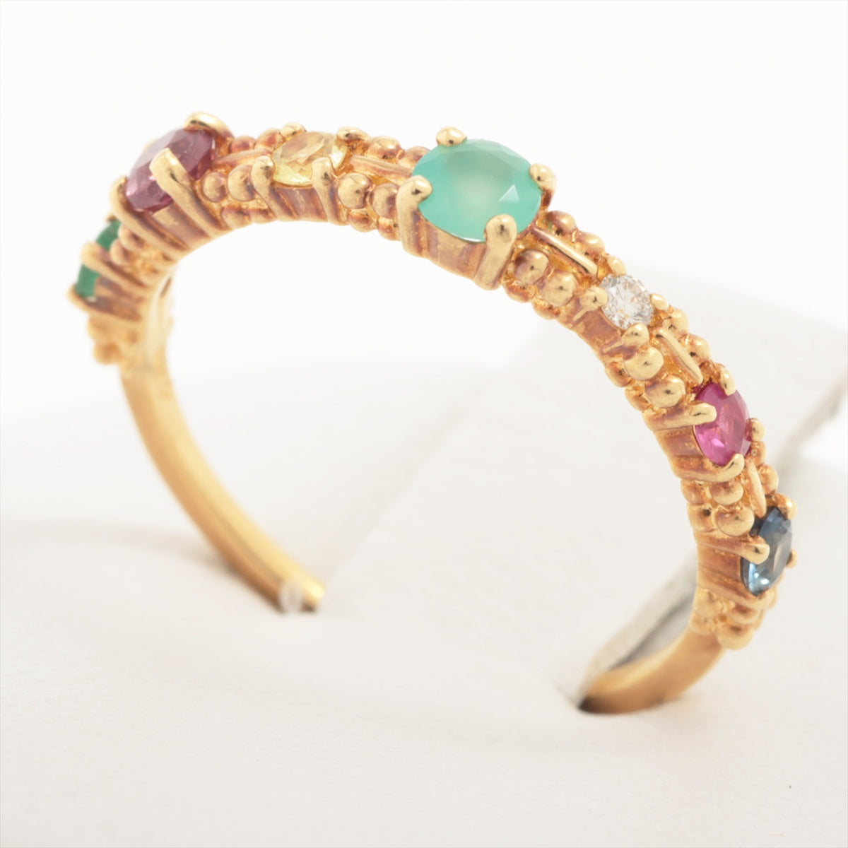 AHKAH 18K Gold Diamond Ring with Colored Gemstones - Elegant Jewelry for Women, Perfect for Weddings, Anniversaries & Special Occasions