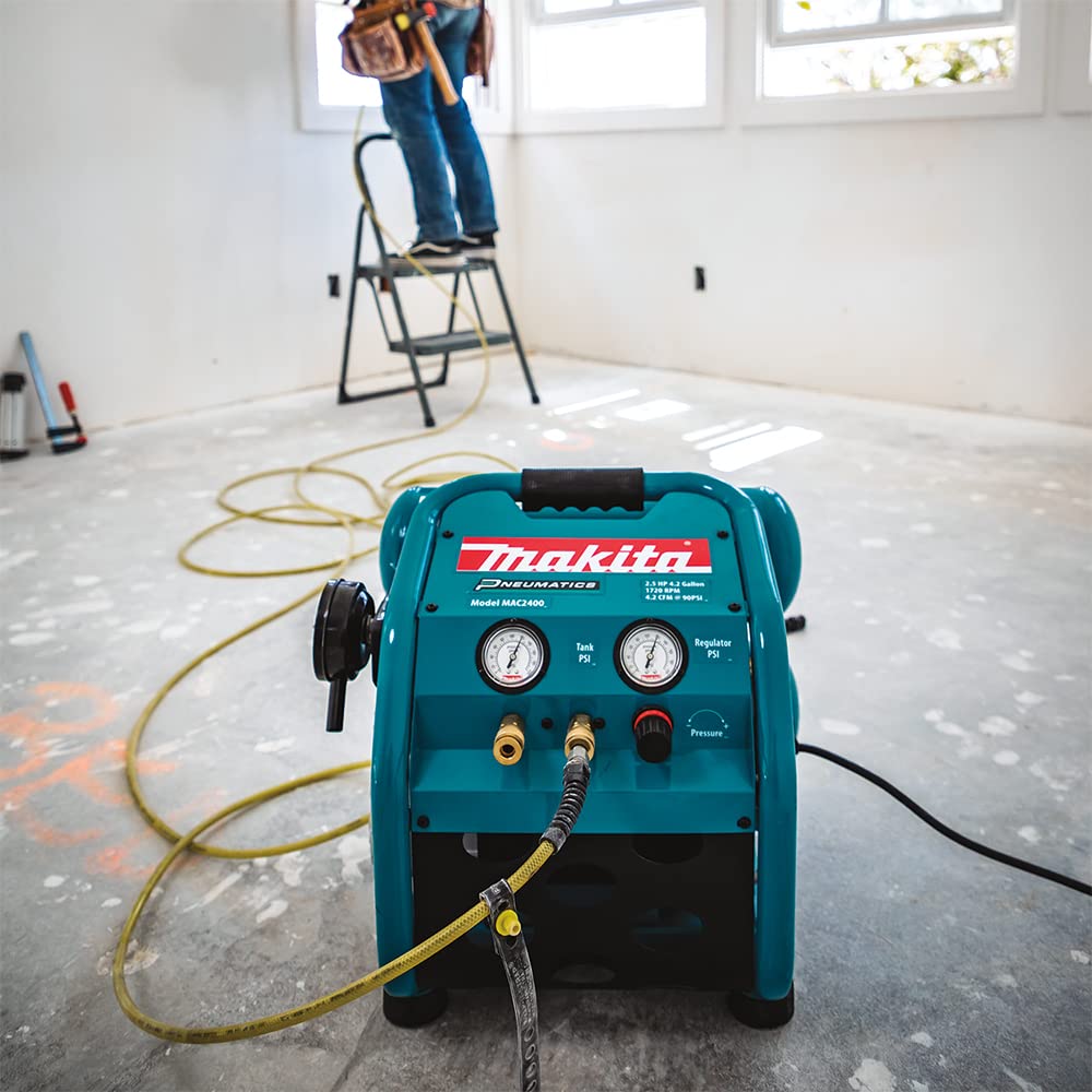 Makita MAC2400 2.5 HP Big Bore™ Air Compressor - Powerful & Quiet Pancake Compressor for Home DIY, Woodworking, Construction & Automotive Use