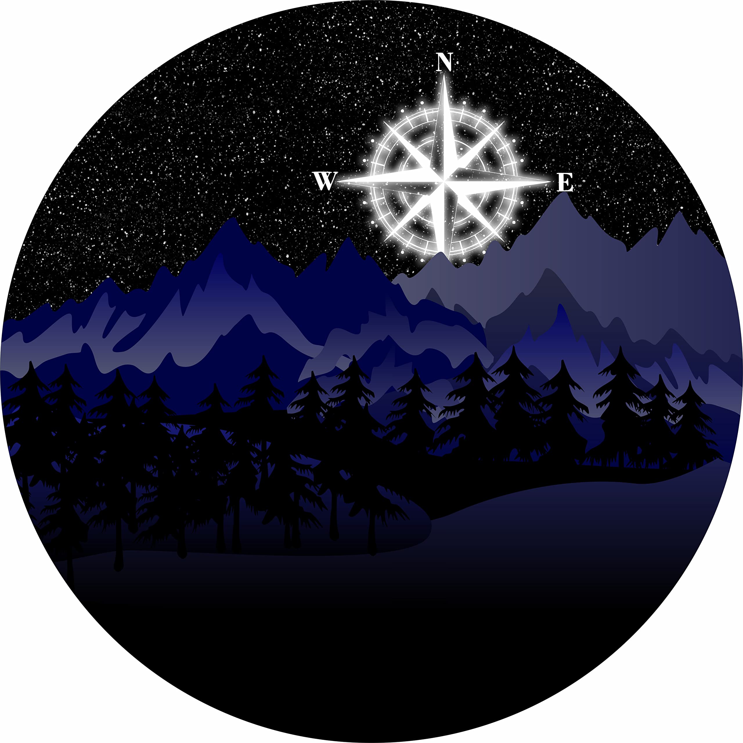 Night Compass Moon Spare Tire Wheel Cover for RV, Camper & Trucks - Universal Fit for All Spare Tire Sizes (Check Drop Down Menu) - Waterproof & UV Resistant for Outdoor Adventures & Road Trips