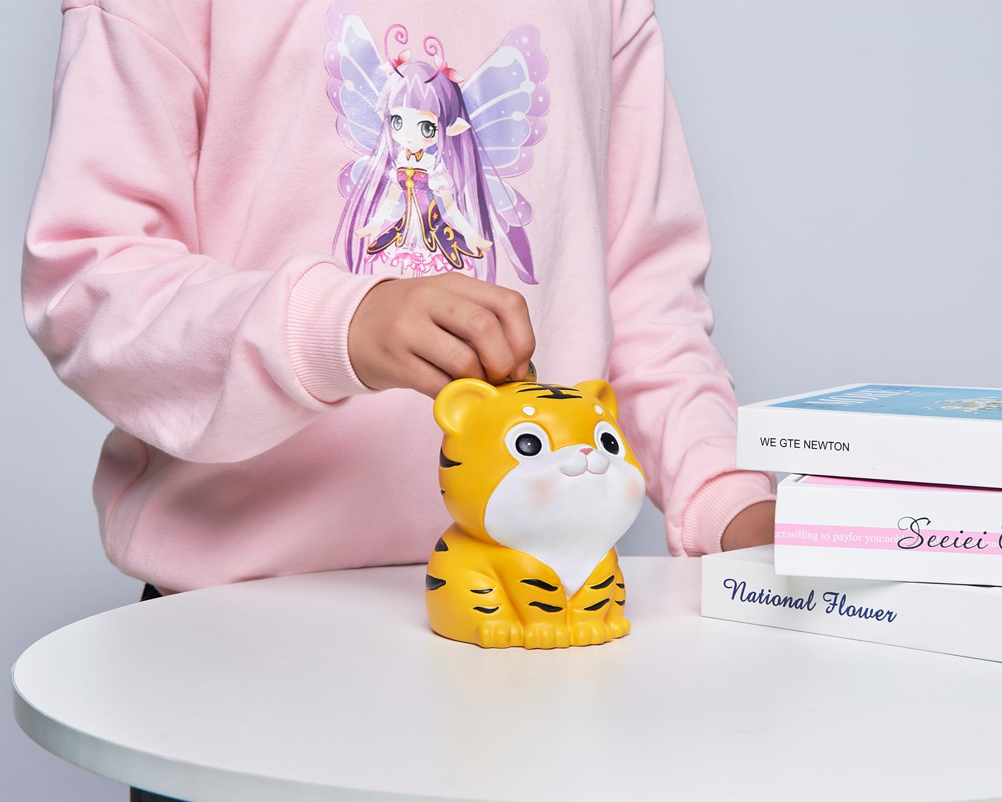 Adorable Tiger-Shaped Kids' Money Bank - 5 Inch Resin Piggy Bank for Boys & Girls | Perfect Nursery Decor, Birthday Gift & Christmas Present for Children | Ideal for Saving Coins, Teaching Financial Literacy & Room Decoration