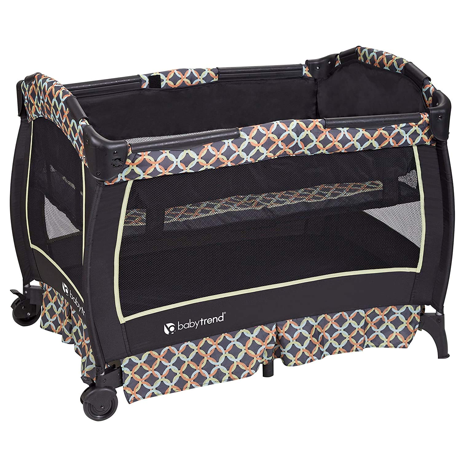 Baby Trend Twin Nursery Center with Circle Tech - Portable Infant Crib & Playard for Twins, Perfect for Home, Travel and Daycare Use