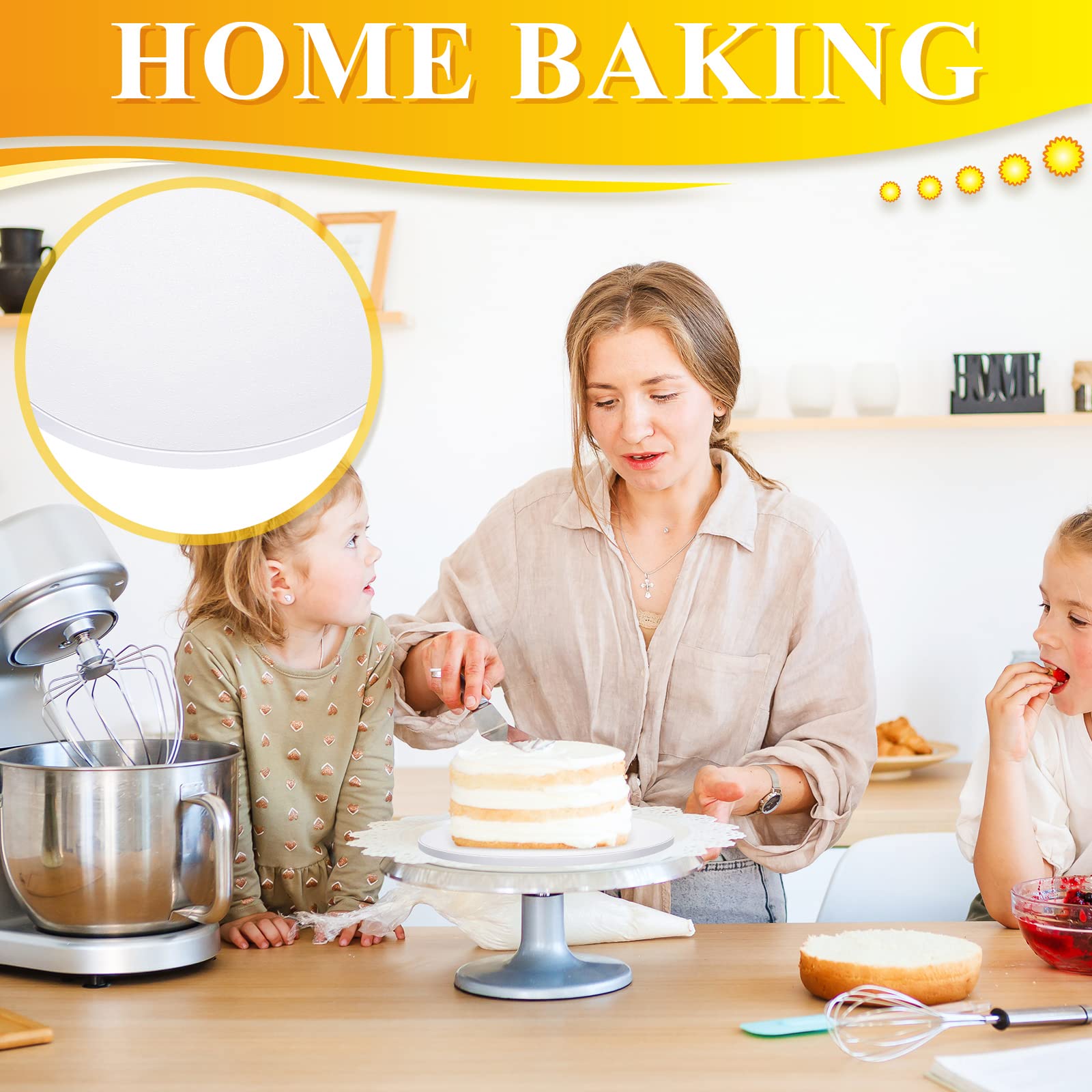 Bokon 50-Pack 10-Inch White Round Cake Drums - 1/2 Inch Thick Corrugated Cardboard Cake Boards with Smooth Edges for Birthday Cakes, Cupcakes & Dessert Displays - Perfect for Baking, Wedding & Party Decorations