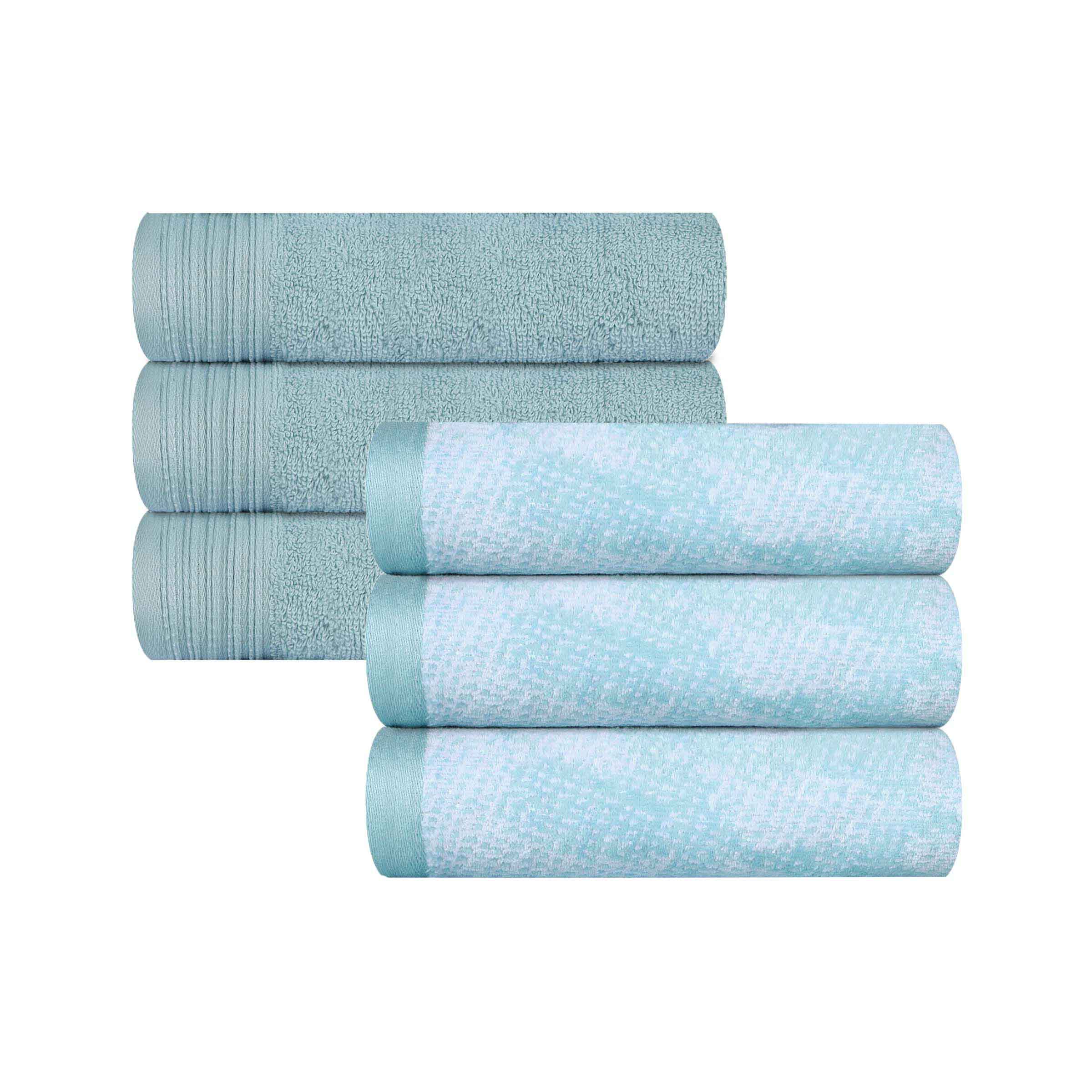 Premium Cotton Quick-Drying Hand Towels - Set of 6 (Solid & Marble Patterns) for Bathroom, Kitchen & Gym - Ultra Absorbent & Soft Guest Towels
