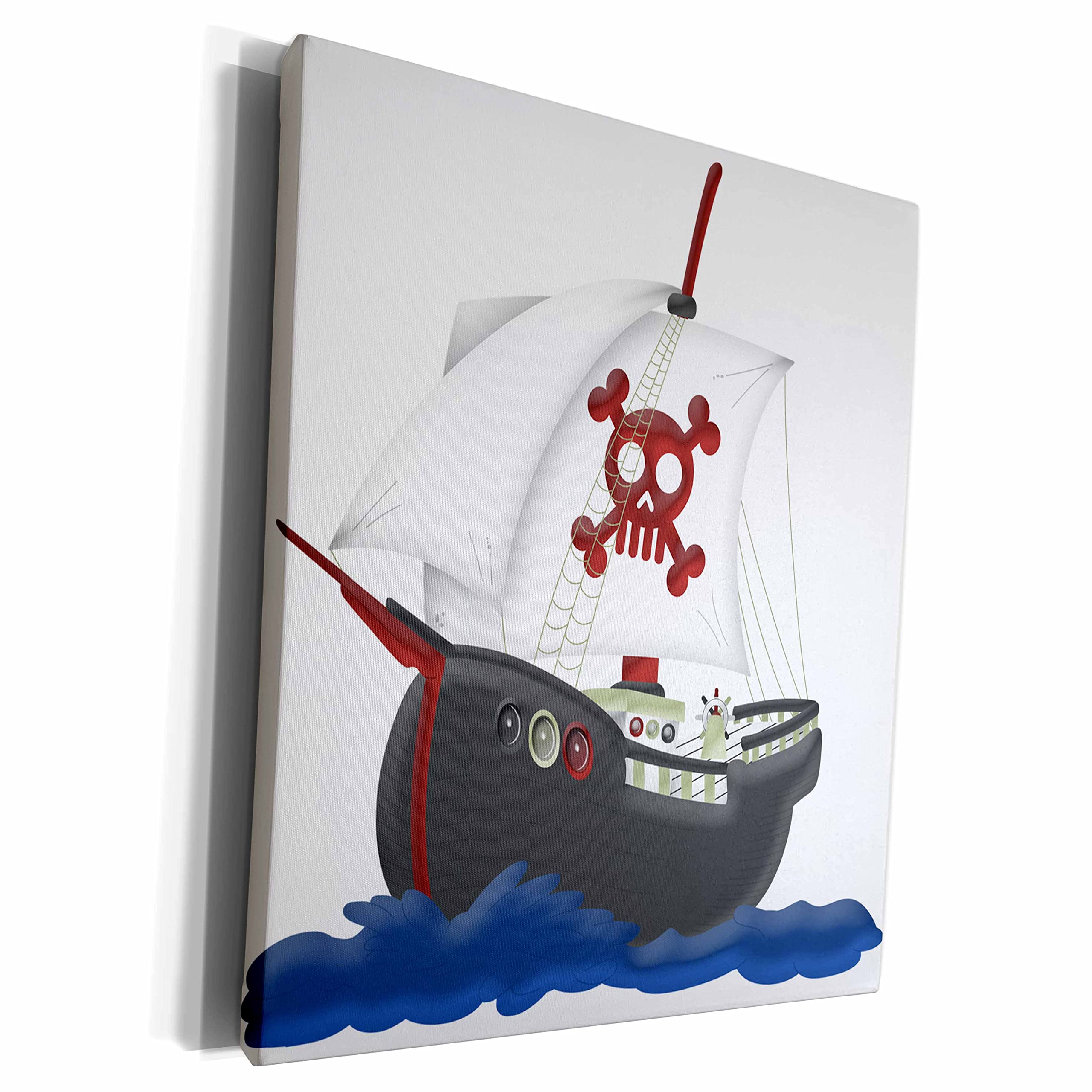 3D Printed Pirate Ship Canvas Wrap - Skull & Bones Sail Artwork for Home & Office Decor | Museum Quality Wall Art for Living Room, Bedroom, or Nautical Theme Spaces