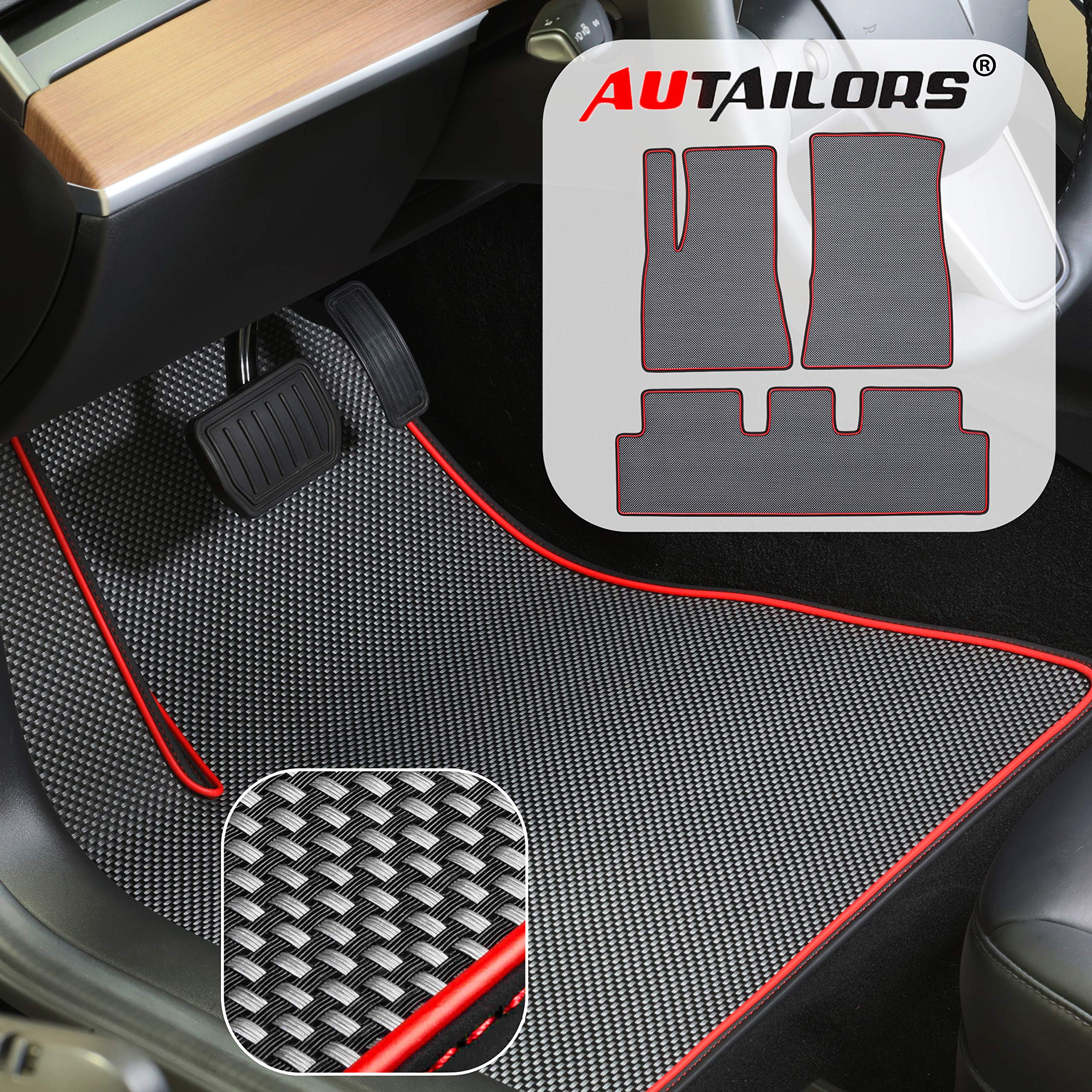 Premium Tesla Model 3 Floor Mats 2022 - All Weather Waterproof Car Mats for Standard Range Plus - Lightweight Odorless 3-Piece Set (Made in USA) - Perfect for Daily Commuting, Road Trips & Winter Protection
