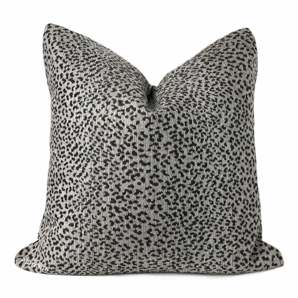 Lionel Black Gray Leopard Spot Chenille Pillow Cover - Soft Decorative Throw Pillow Case 18x18 Inches - Perfect for Sofa, Bedroom, Living Room Decor - Fabric by the Yard Available