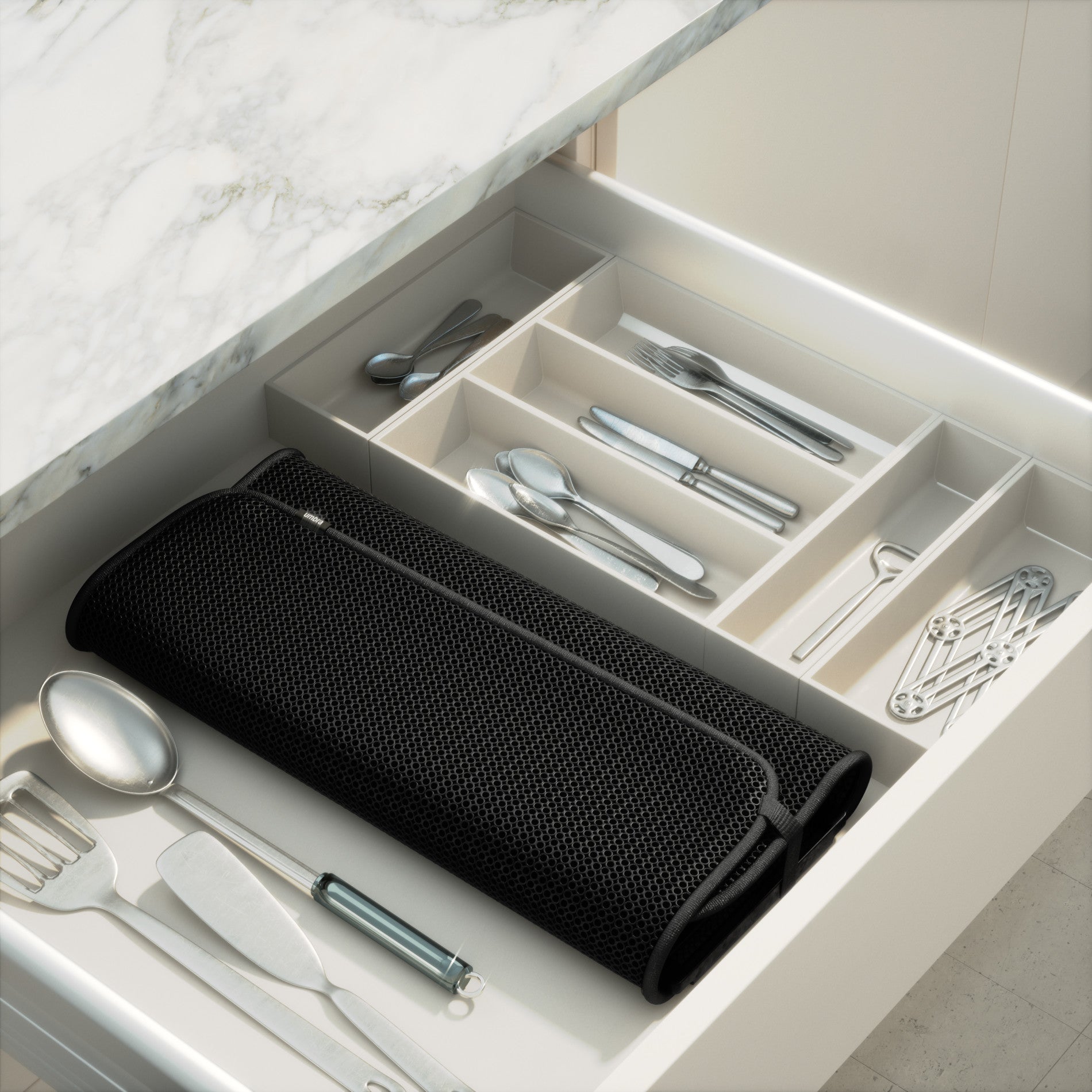 UDry Premium Dish Drying Rack with Absorbent Mat - Space Saving Kitchen Organizer for Countertop, Sink & Small Spaces