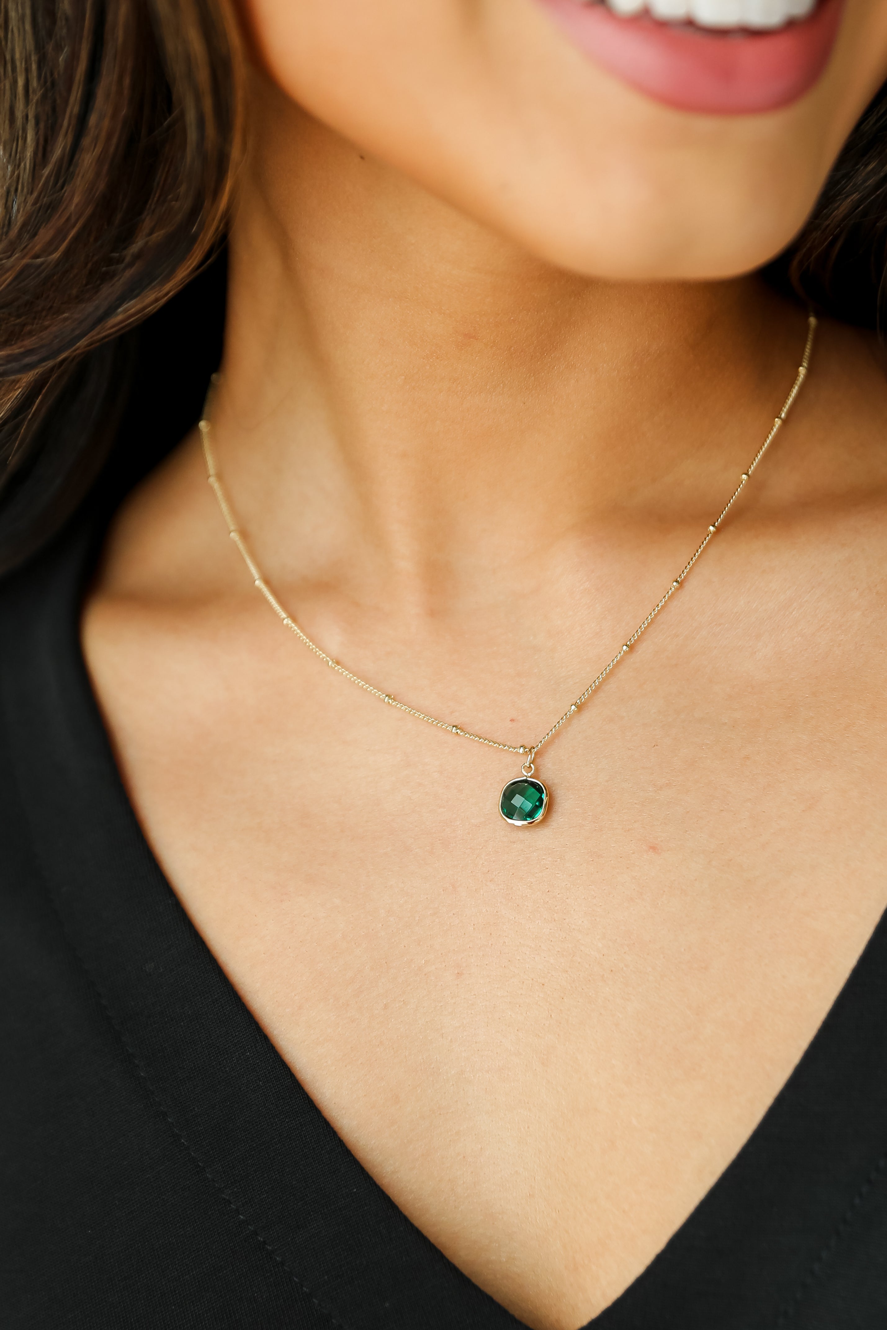 Cara Gold Emerald Charm Necklace - Elegant Jewelry for Women, Perfect Gift for Birthday, Anniversary & Special Occasions