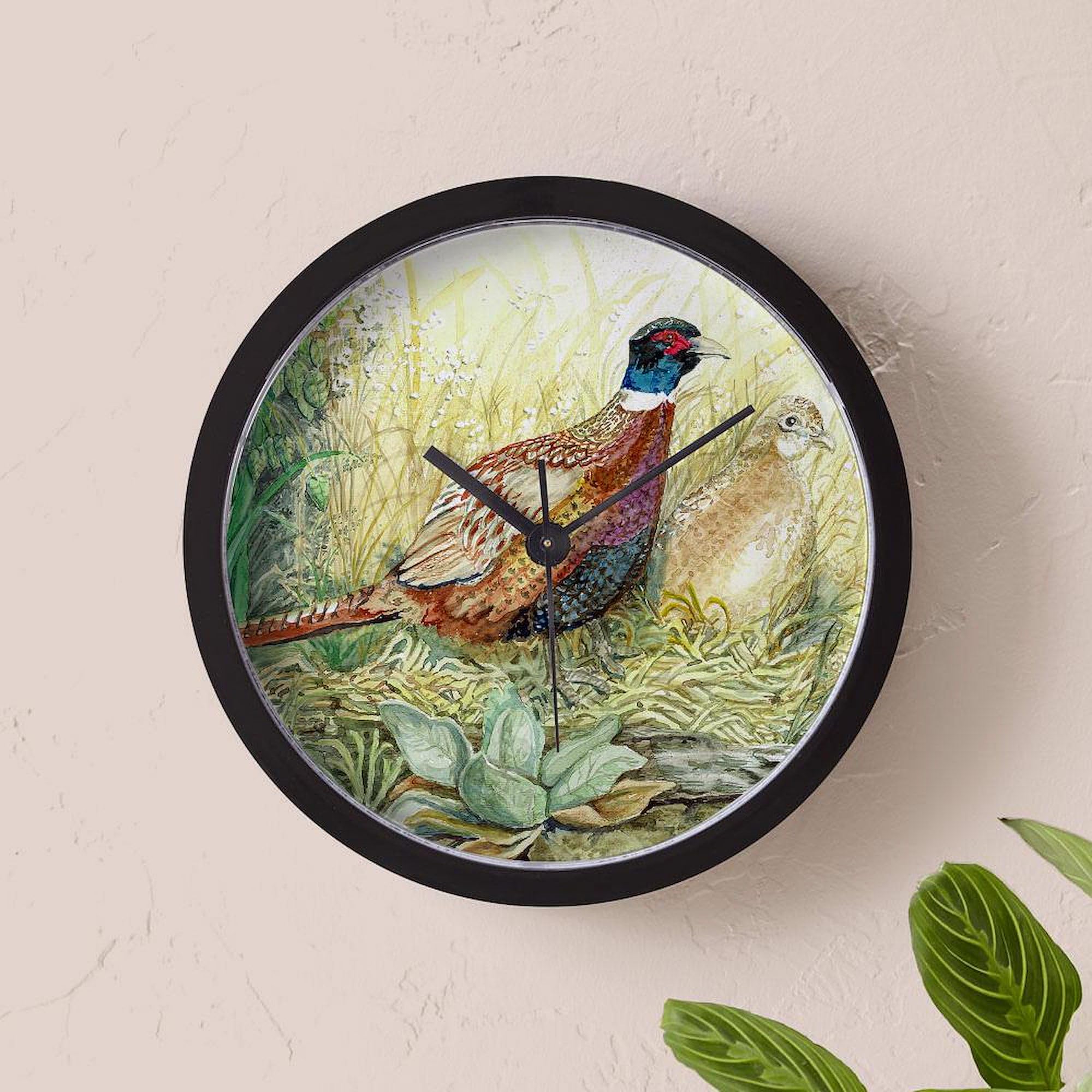 Pheasant 10-Inch Wall Clock - Decorative Home & Office Clock for Living Room, Kitchen, Bedroom - Perfect for Farmhouse, Rustic, or Nature-Themed Decor