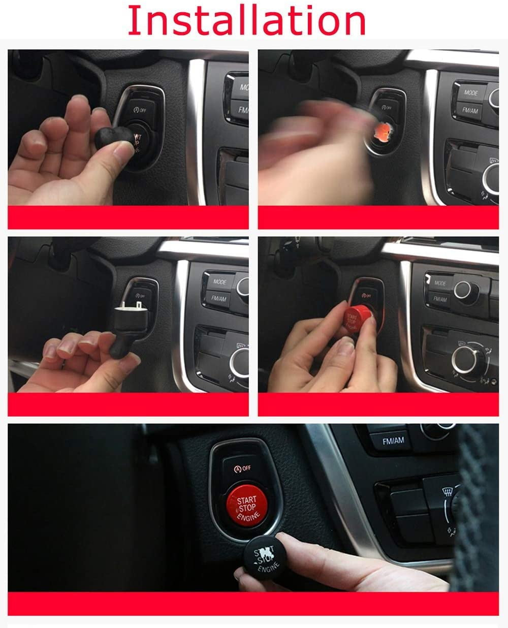 BMW Gxx 2 3 4 8 Series X5 X6 X7 Z4 Red Engine Push Start Button - High Performance Ignition Switch Upgrade for Sports Cars - Perfect for Racing & Car Enthusiasts