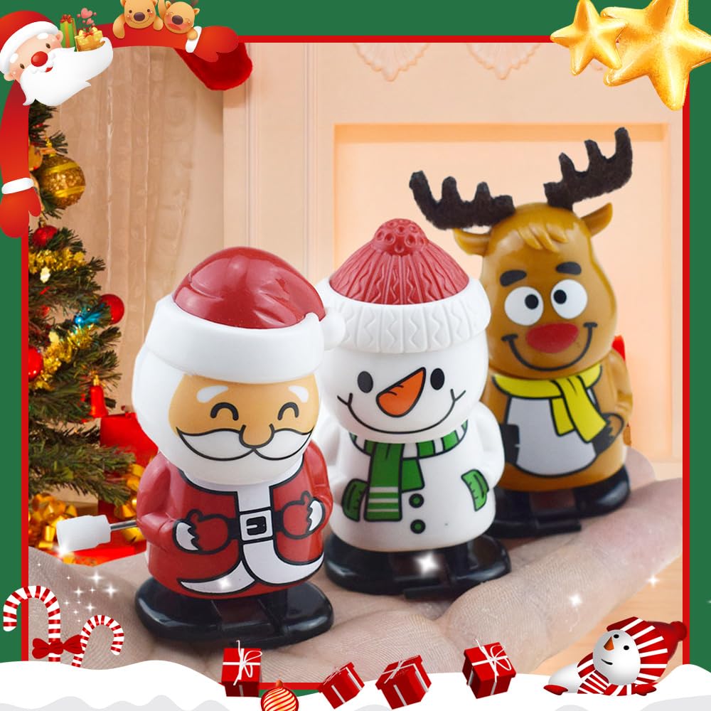 Christmas Wind Up Toys - 4 PCS Clockwork Toy Set for Stocking Stuffers, Party Favors & Goody Bags | Funny Holiday Gifts for Kids, Office Parties & Family Gatherings | Festive Winter Decorations & Playtime Fun