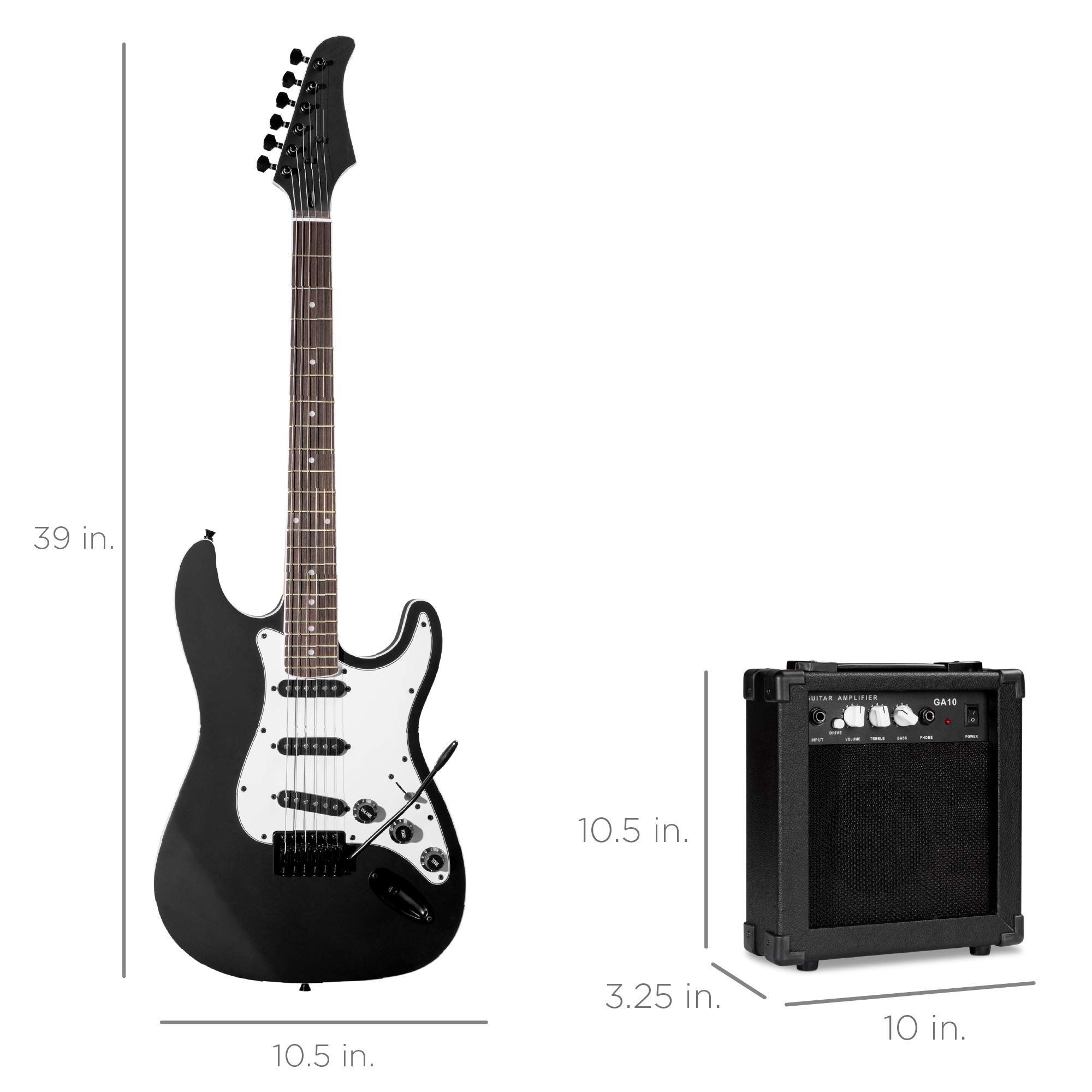 Best Choice Products 39-inch Full Size Electric Guitar Starter Kit for Beginners with Gig Bag, Adjustable Strap, 10W Amplifier, Extra Strings, Picks & Tremolo Bar - Jet Black | Perfect for Home Practice, Music Lessons & Live Performances