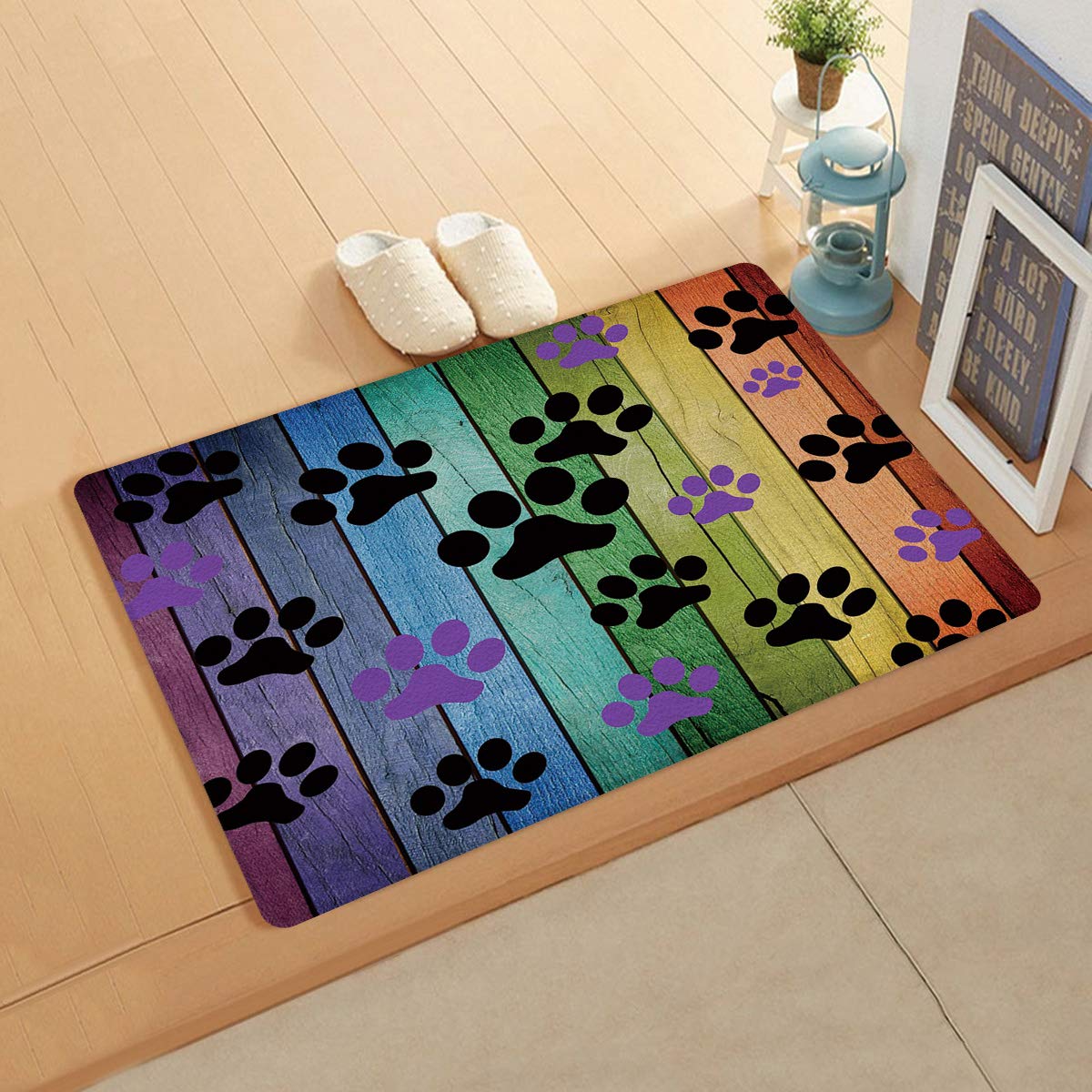 Anti-Fatigue Kitchen Floor Mat with Colorful Dog Paw Prints - Non-Slip, Waterproof Cushioned Standing Mat for Home, Sink & Laundry (20x39 Inches) - Perfect for Comfortable Cooking, Dishwashing & Pet-Friendly Spaces