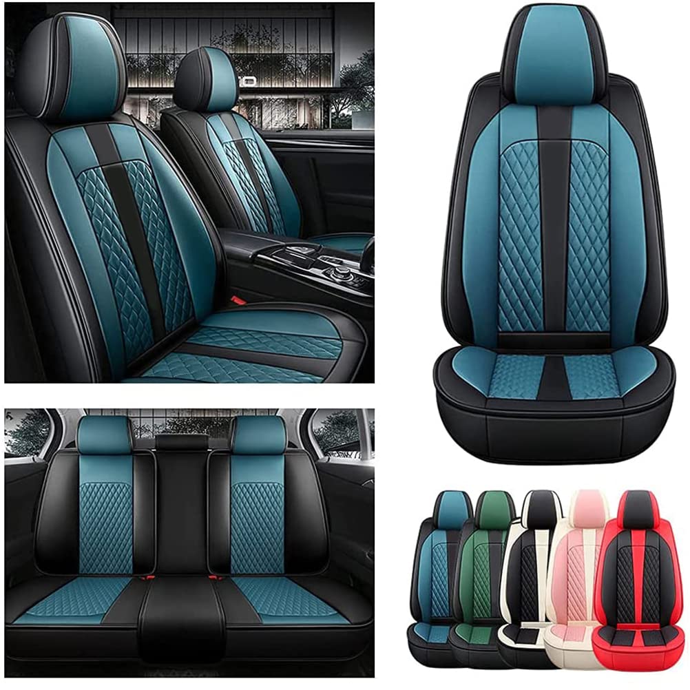 Luxury PU Leather Front & Rear Seat Covers for Nissan Titan 2004-2018 - Black & Blue Car Seat Protectors | Comfortable, Stylish & Durable | Perfect for Daily Commute, Road Trips & Truck Protection