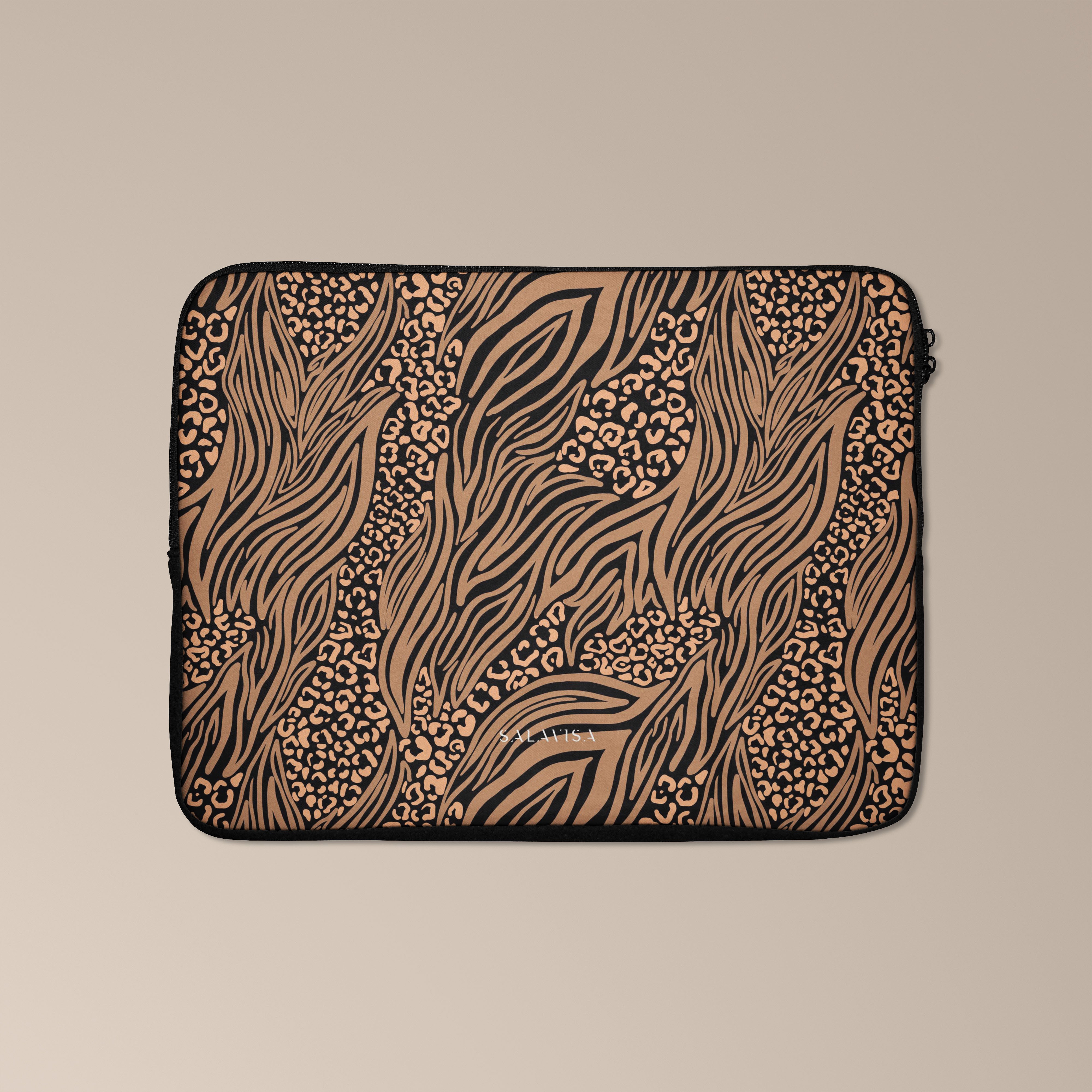 Stylish Zebra & Leopard Print Laptop Sleeve - Protective 13-15 Inch Laptop Case for MacBook, Dell, HP - Perfect for Work, School & Travel Accessories