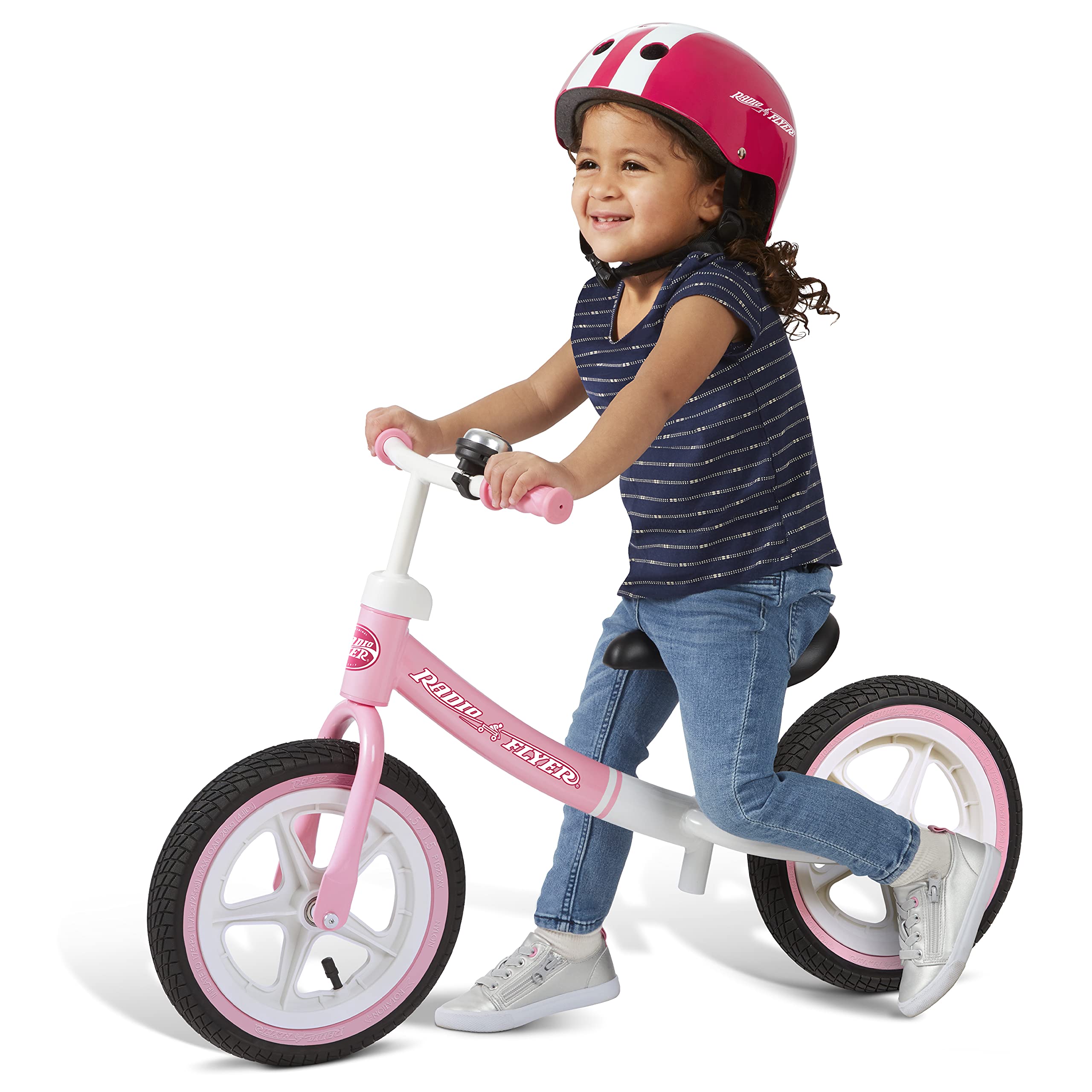 Radio Flyer Air Ride Balance Bike for Toddlers Ages 1.5-5 Years | Pink & White Training Bike with Air Tires | Amazon Exclusive | Perfect for Learning to Ride & Outdoor Play