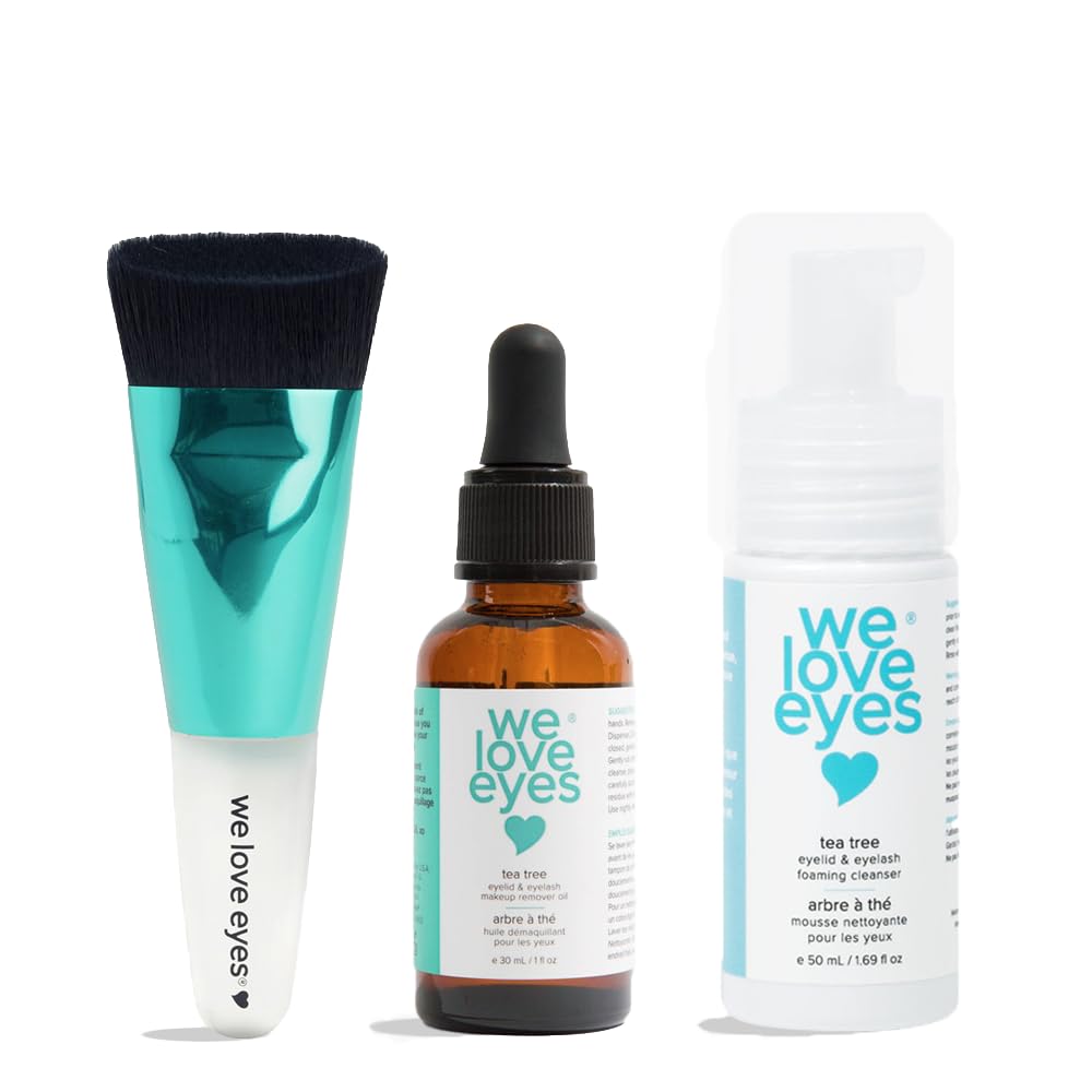 Tea Tree Oil Eye Makeup Remover System - Gentle Lash & Brow Care - Prevent Eyelash Loss While Removing Waterproof Mascara & Eye Makeup - Perfect for Sensitive Eyes & Daily Makeup Removal Routine