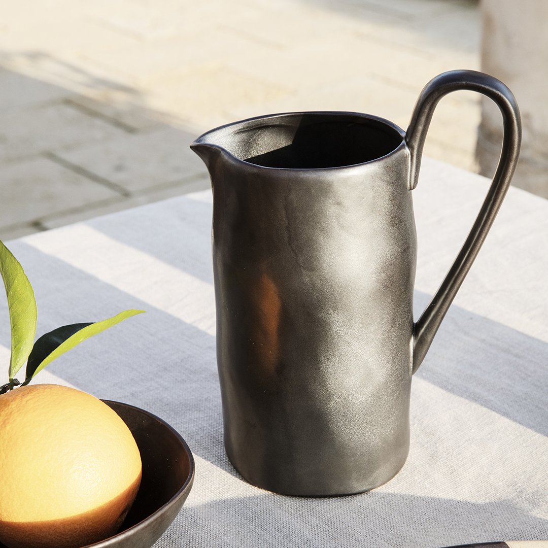 Ferm Living Flow Jug - Modern Glass Water Pitcher with Wooden Lid for Home, Kitchen & Dining - Perfect for Iced Tea, Lemonade & Fresh Infused Water