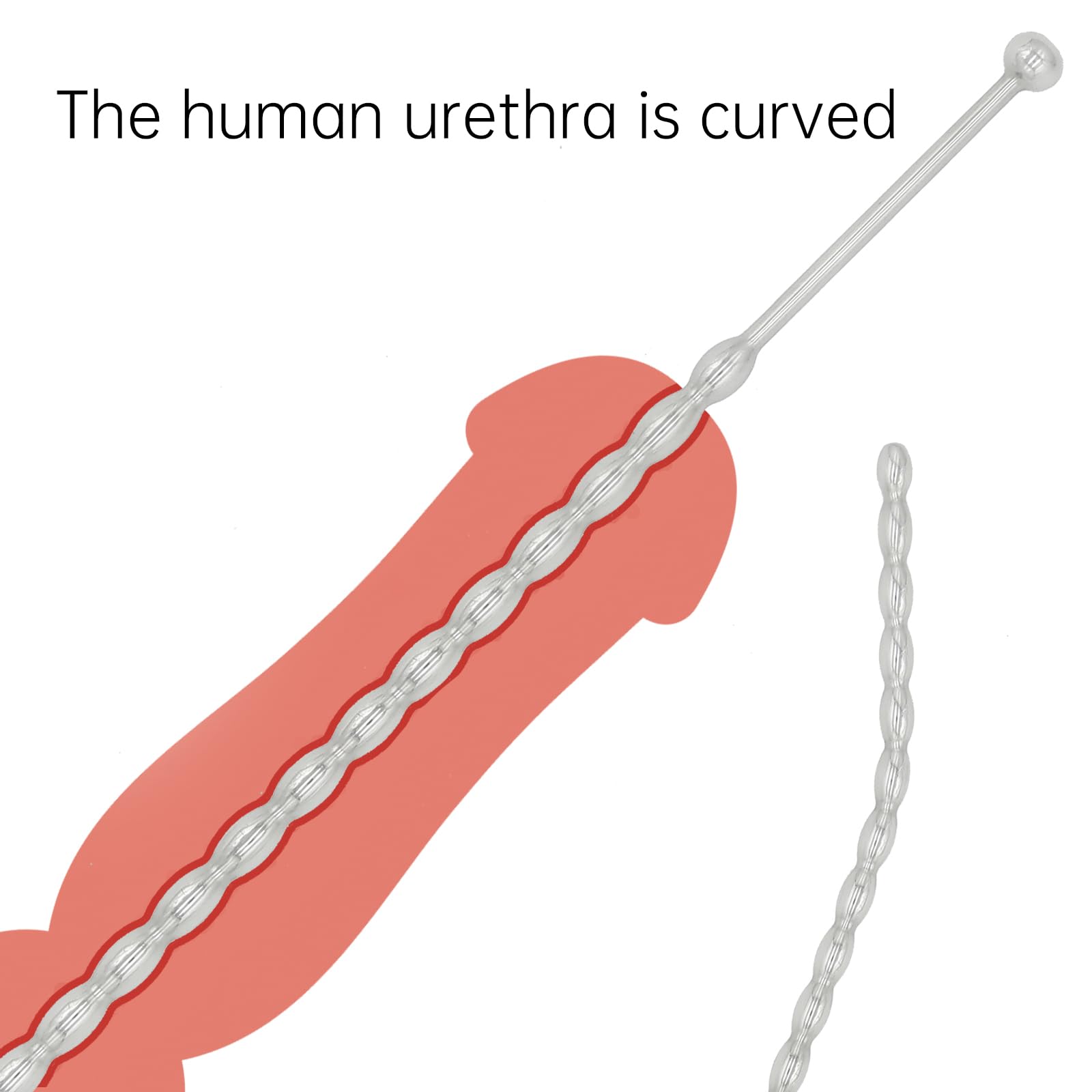 10 Inch Stainless Steel Male Urethral Sound with Beaded Design - 9mm Penis Plug for Men | Medical Grade Adult Sex Toy for Stretching & Sensation Play