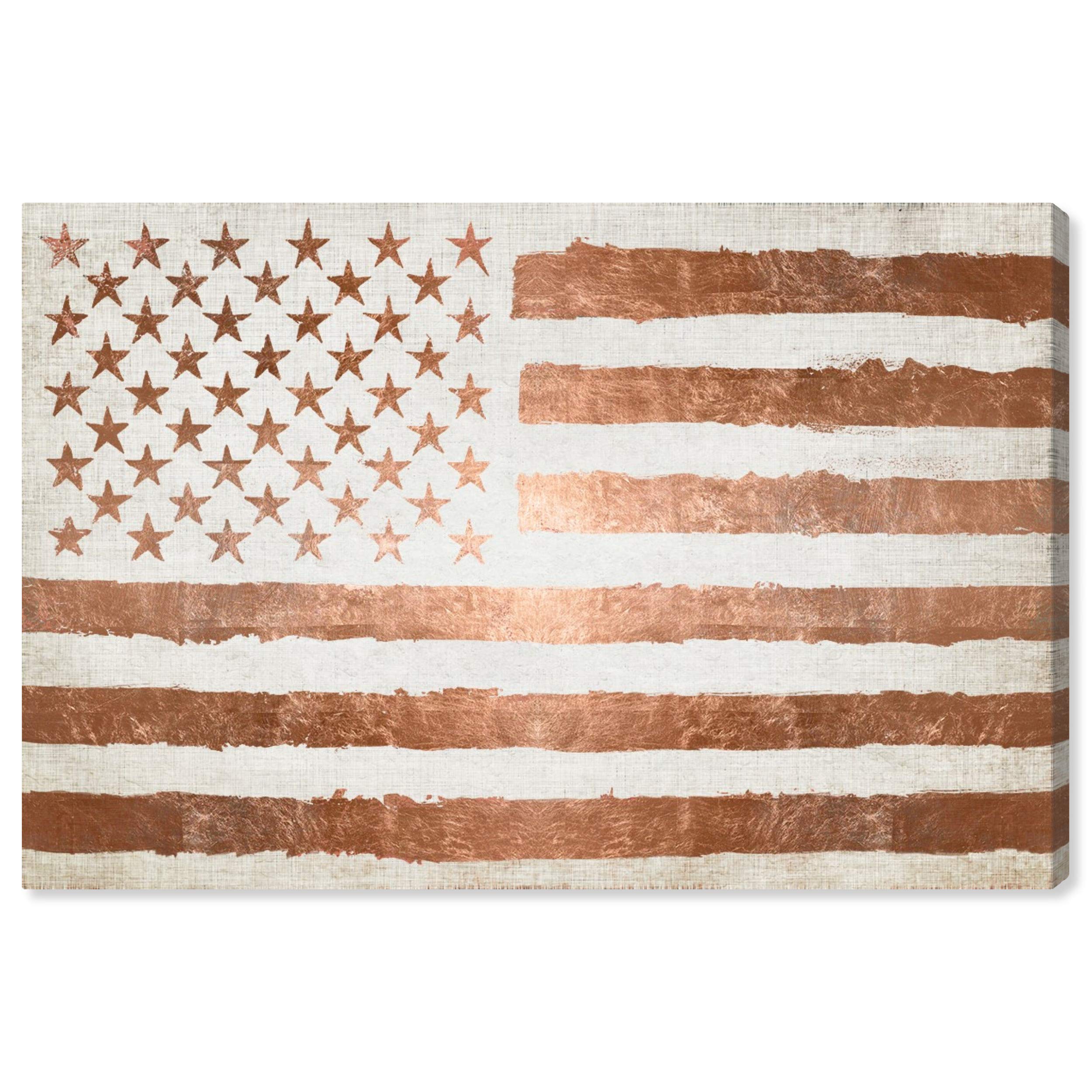 Rocky Ivory Copper Freedom Canvas Wall Art - Patriotic American Decor by Oliver Gal Artist Co. | Perfect for Living Room, Office & Home Decor