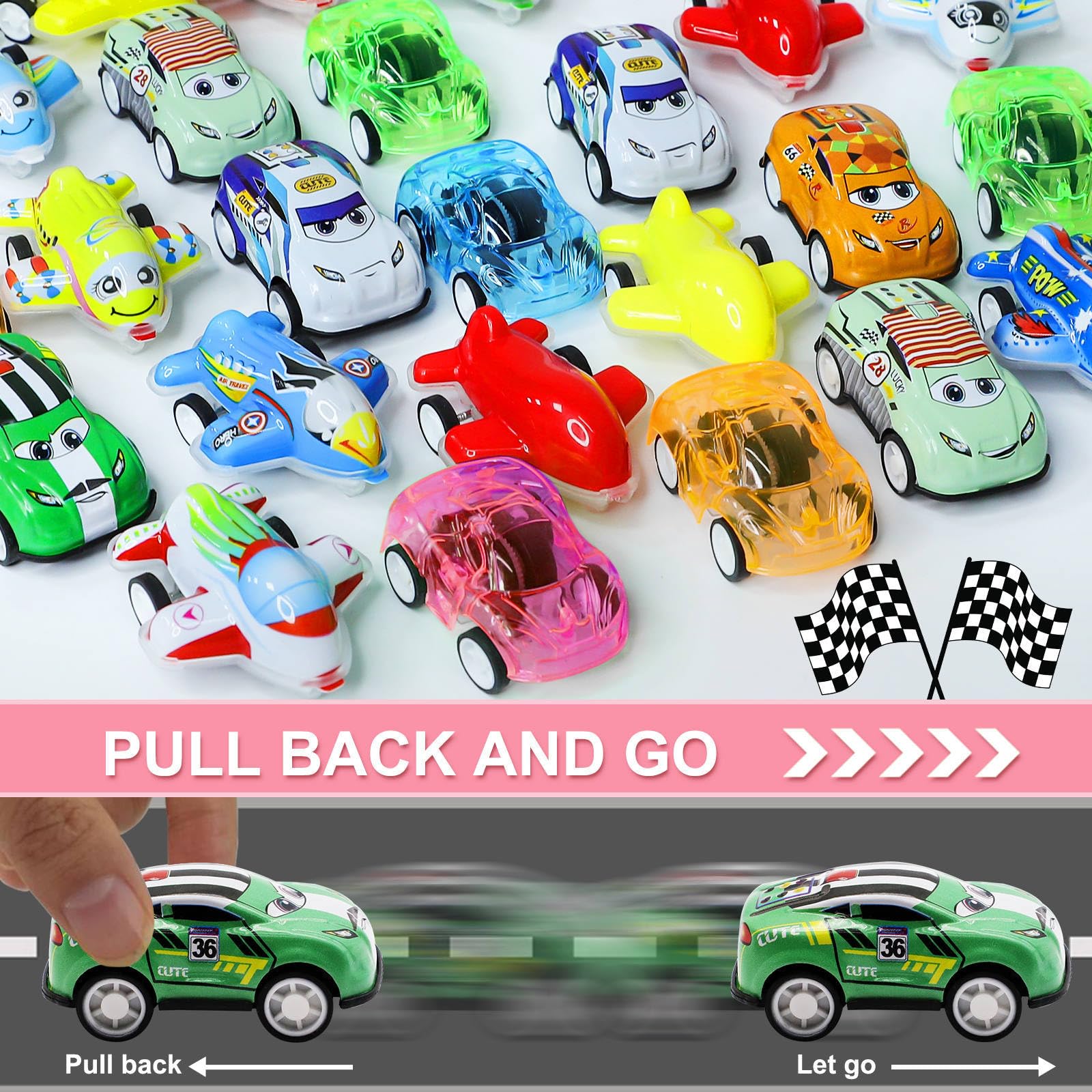 AMENON 28 Pack Valentine's Day Gifts for Kids - Valentine Cards with Pull Back Toy Cars - Classroom Party Favors, School Exchange Gifts & Birthday Goodie Bags