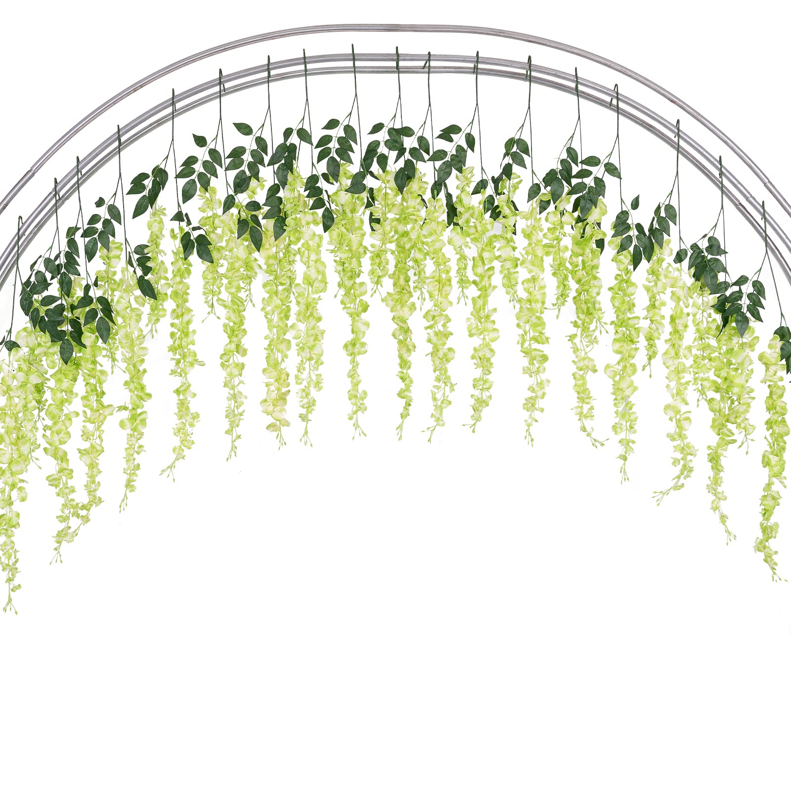 3.18 Feet Artificial Silk Wisteria Vine Hanging Flowers - 6 Pack Green Rattan Silk Wedding Decor for Home, Garden & Party Decoration