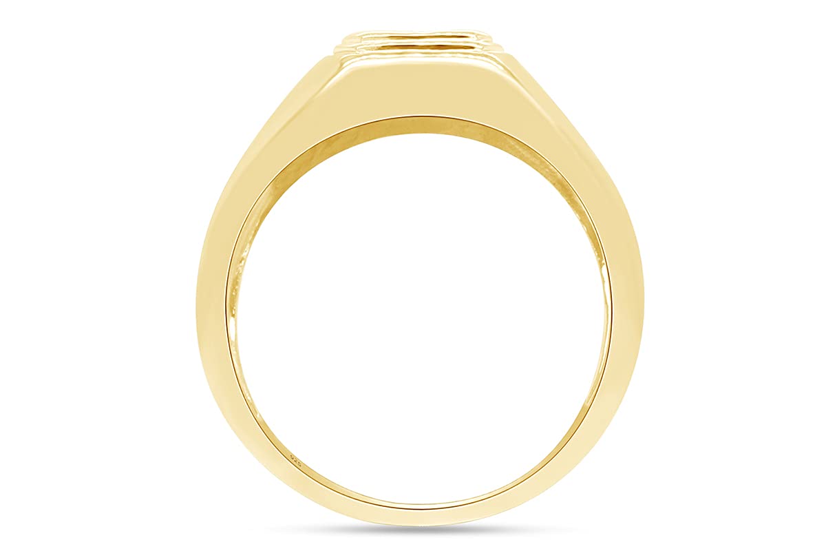 14K Gold Over Sterling Silver AFFY White Natural Diamond Cross Band Ring (0.05 Cttw) - Perfect for Weddings, Anniversaries & Religious Gifts